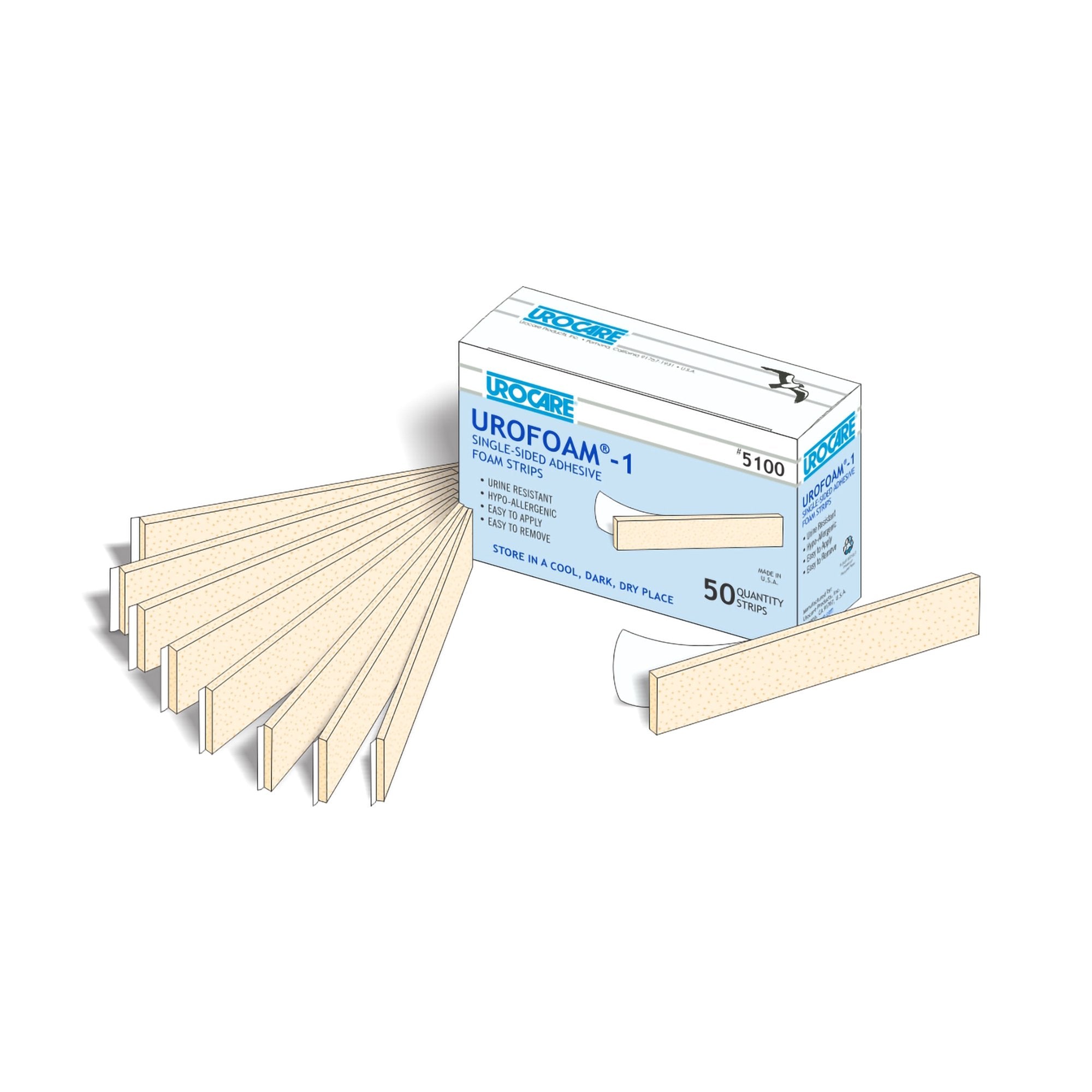 Adhesive Foam Strips Urofoam® 1 Sided, NonSterile, 0.09 X 1 X 5.75 Inch