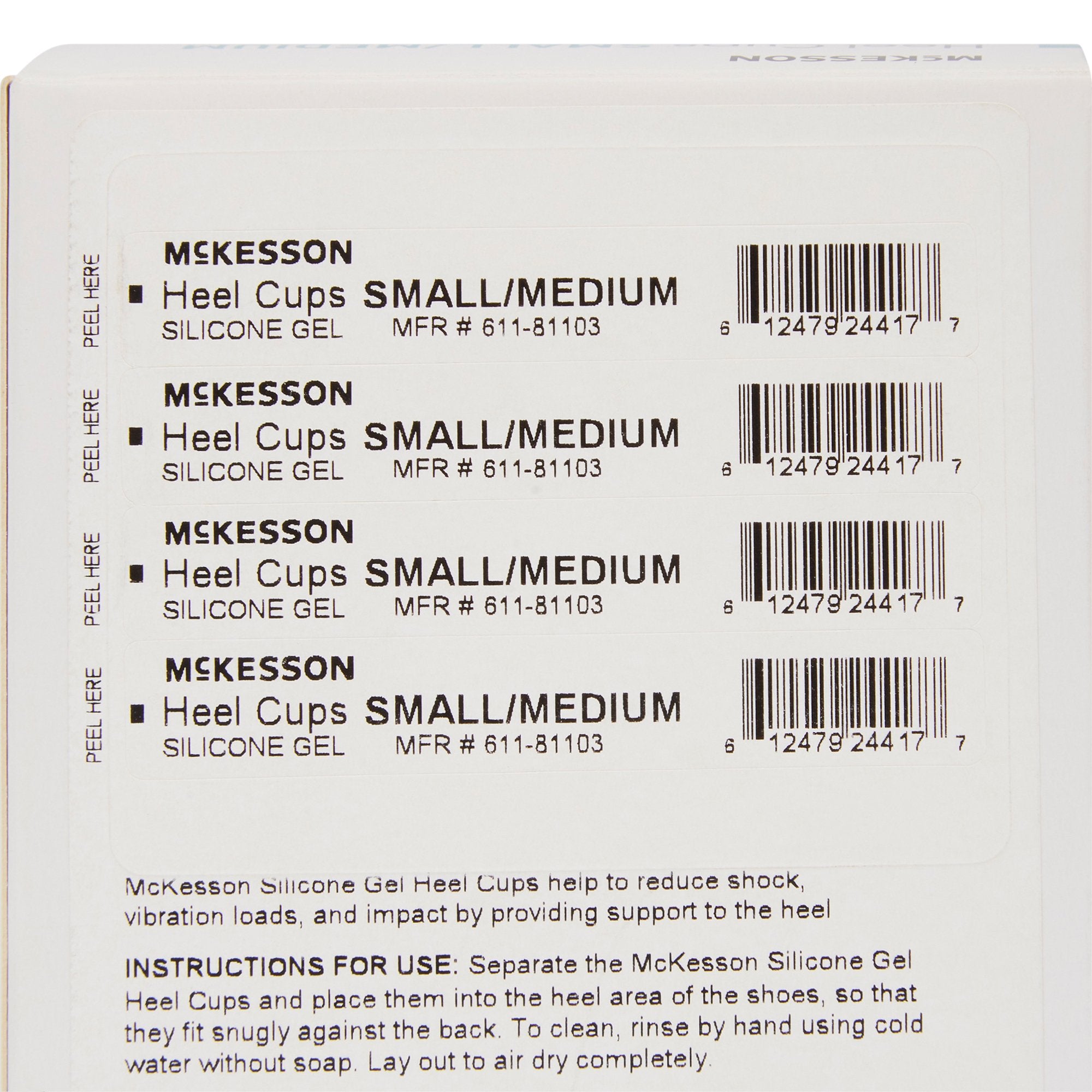 Heel Cup McKesson Small / Medium Without Closure Male 5 to 9 / Female 5-1/2 to 9-1/2 Foot