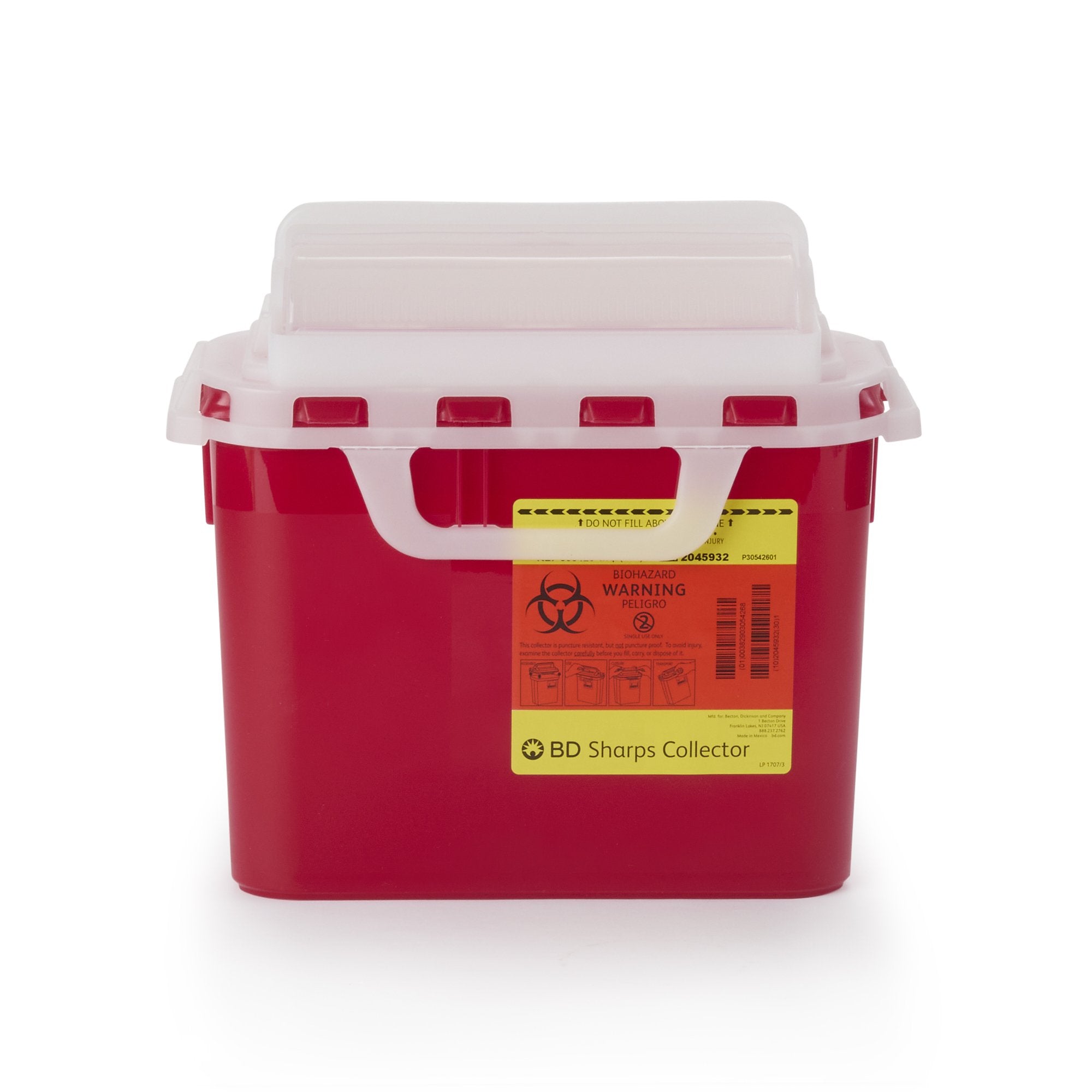 Sharps Container BD™ Red Base 12 H X 12 W X 4-4/5 D Inch Horizontal Entry 1.35 Gallon