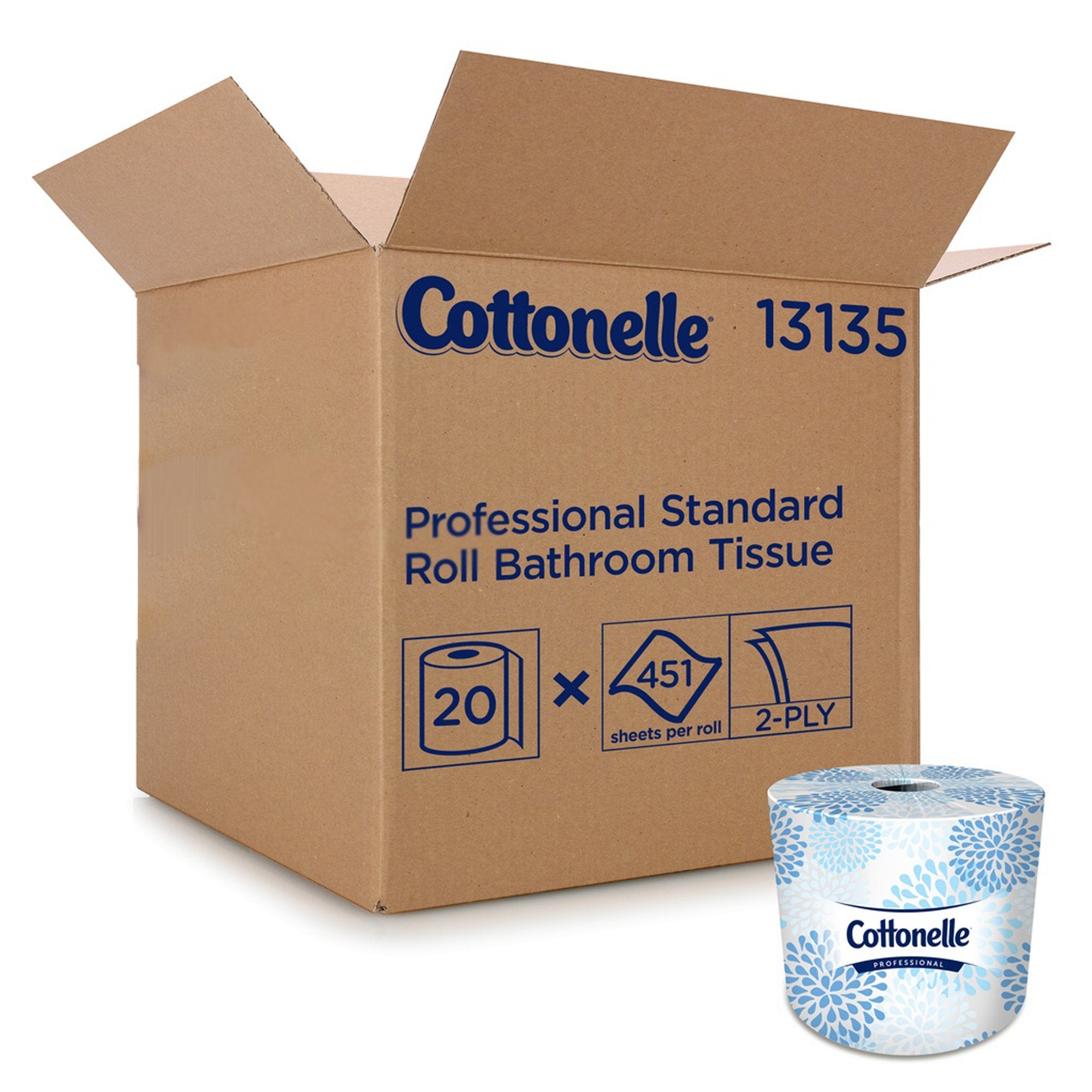 Toilet Tissue Kleenex® Cottonelle® Professional White 2-Ply Standard Size Cored Roll 451 Sheets 4 X 4 Inch