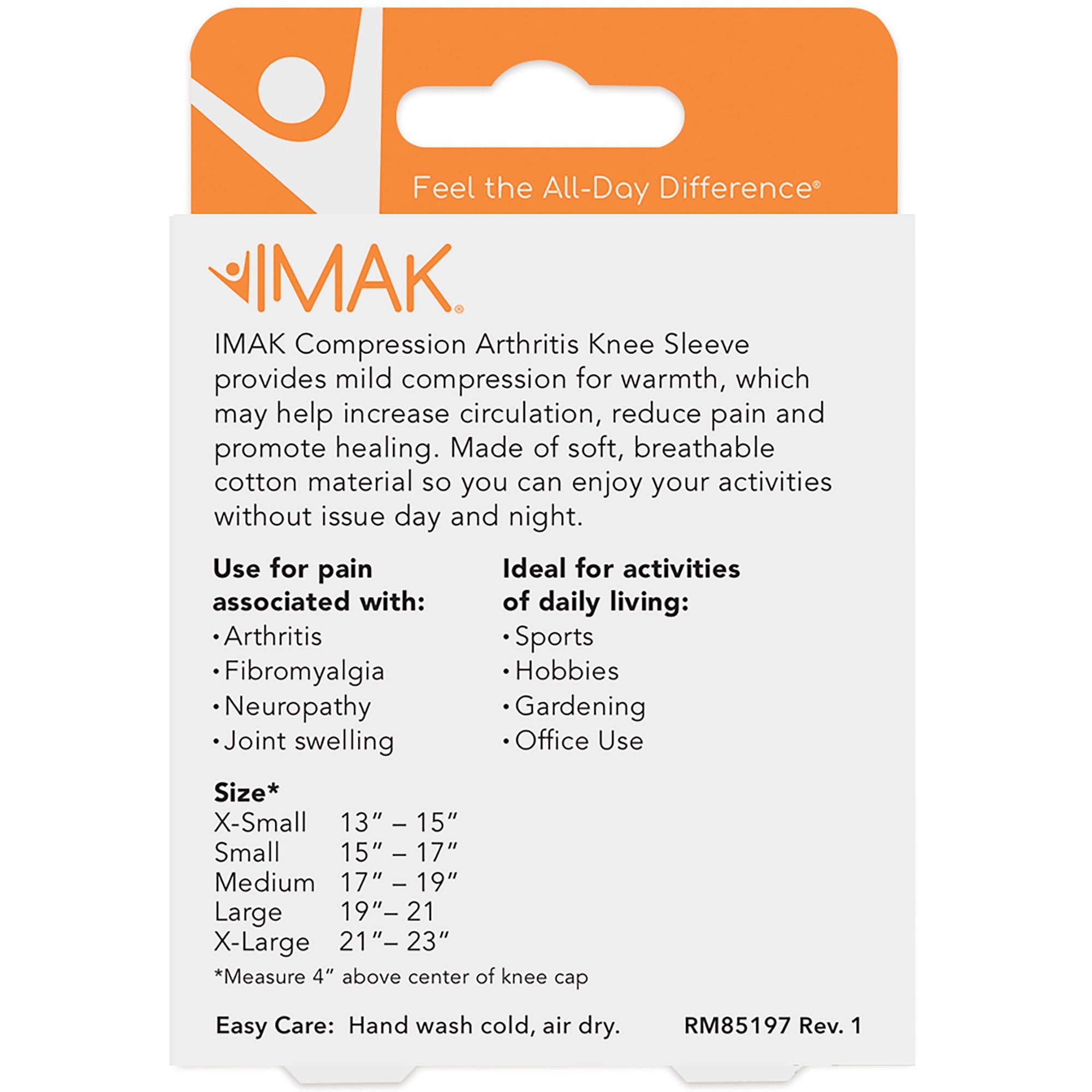 Knee Support Imak® Feel the All-Day Difference® Large Pull-On 19 to 21 Inch Leg Circumference Left or Right Knee