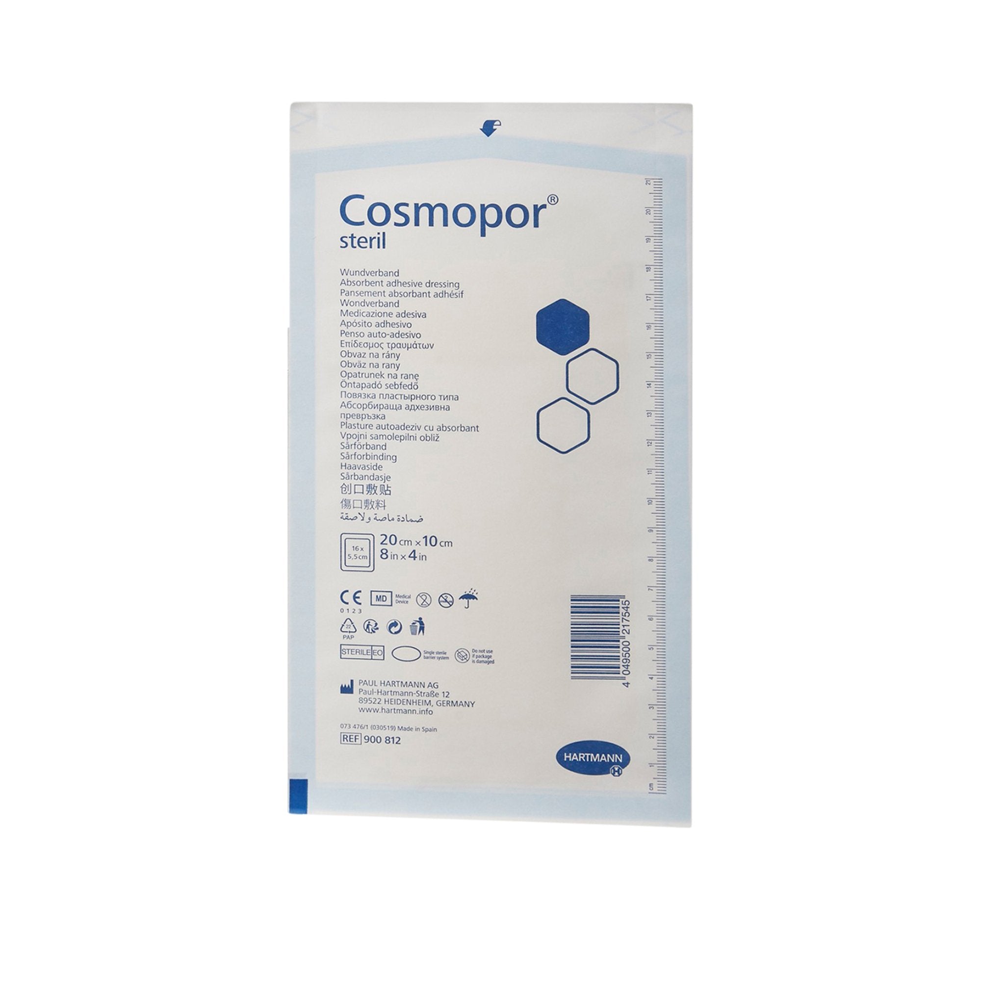 Adhesive Dressing Cosmopor® 4 X 8 Inch Nonwoven Rectangle White Sterile
