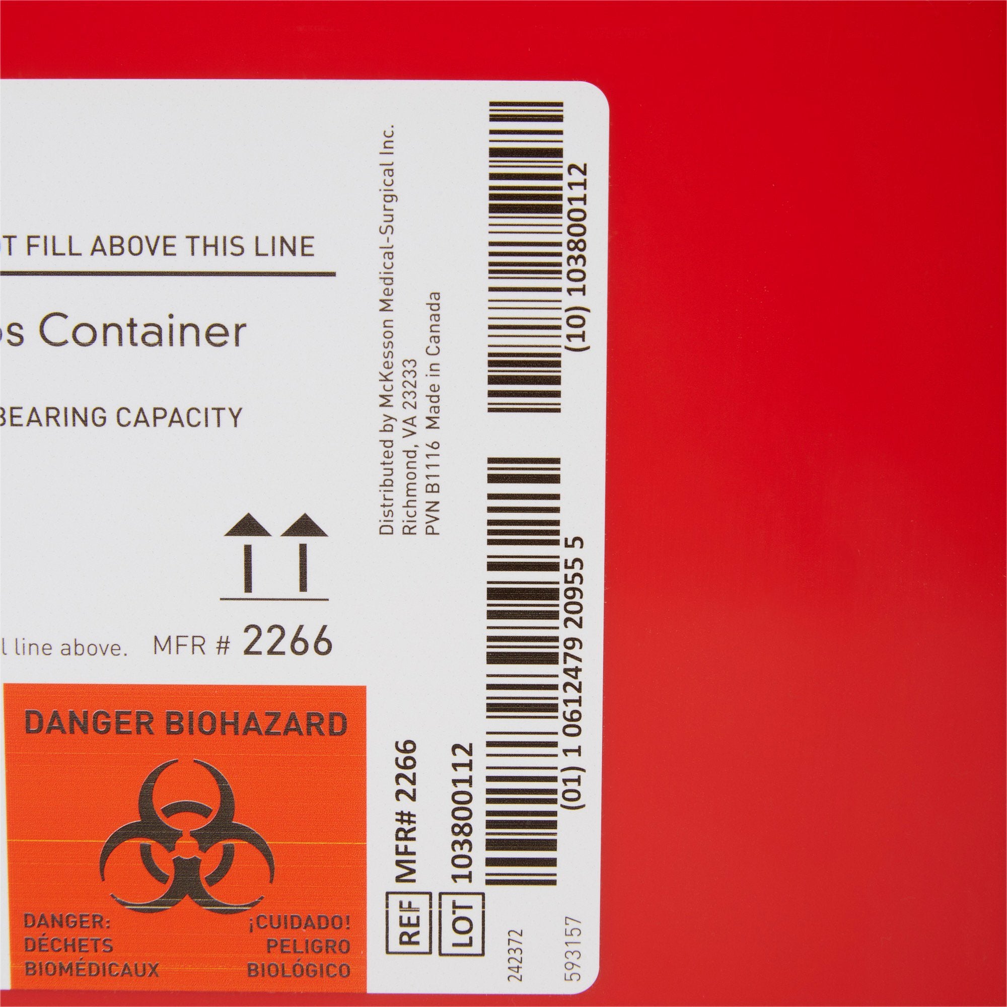 Sharps Container McKesson Prevent® Red Base 13-1/2 H X 17-3/10 W X 13 L Inch Vertical Entry 8 Gallon