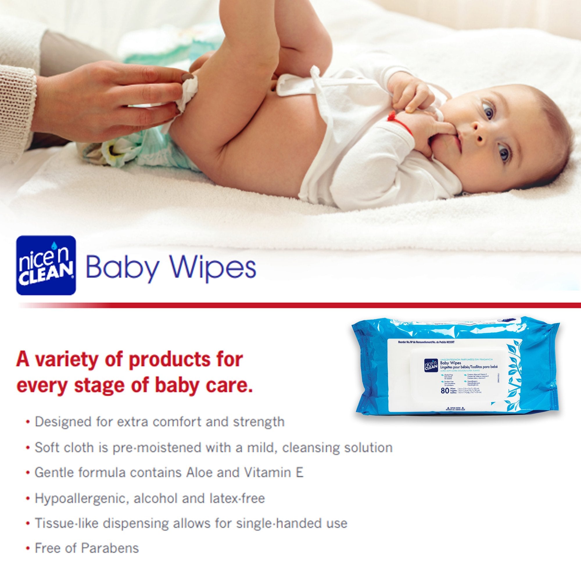 Baby Wipe Nice'n Clean® Soft Pack Unscented 80 Count
