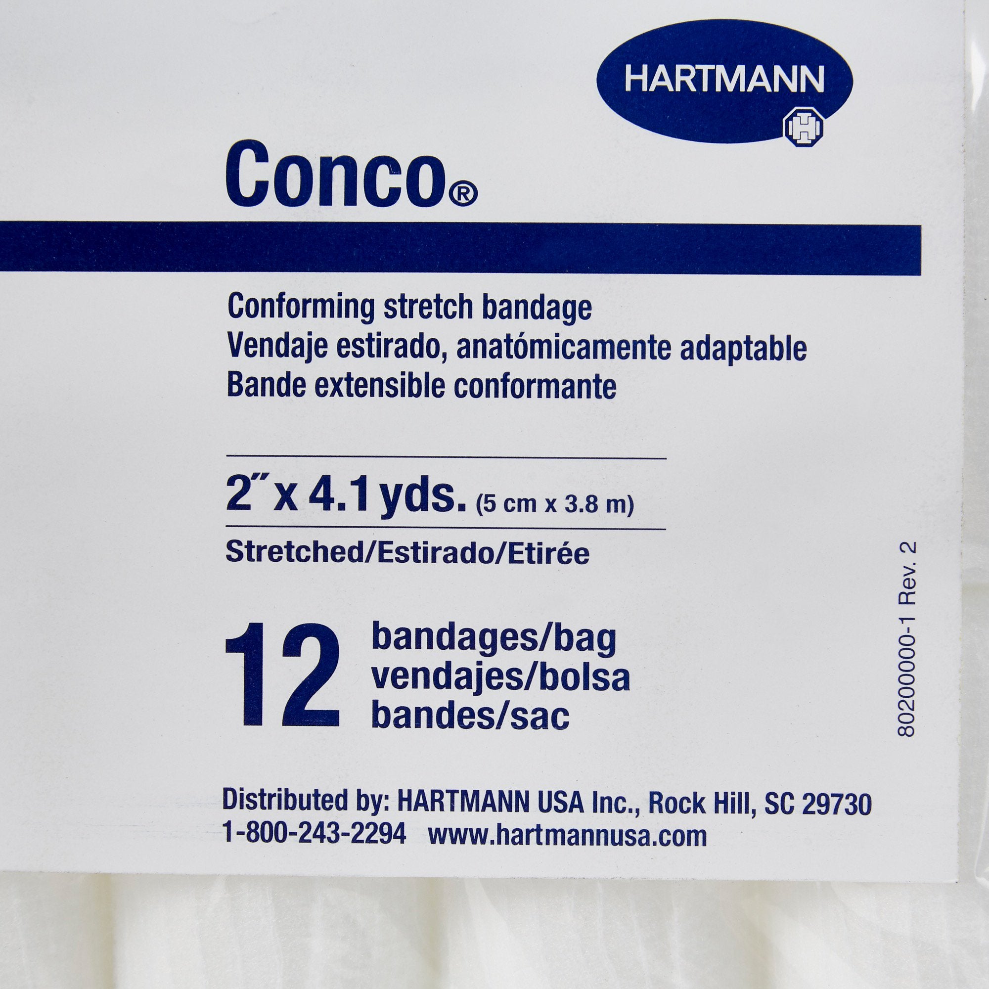 Conforming Bandage Conco® 2 Inch X 4-1/10 Yard 12 per Pack NonSterile 1-Ply Roll Shape