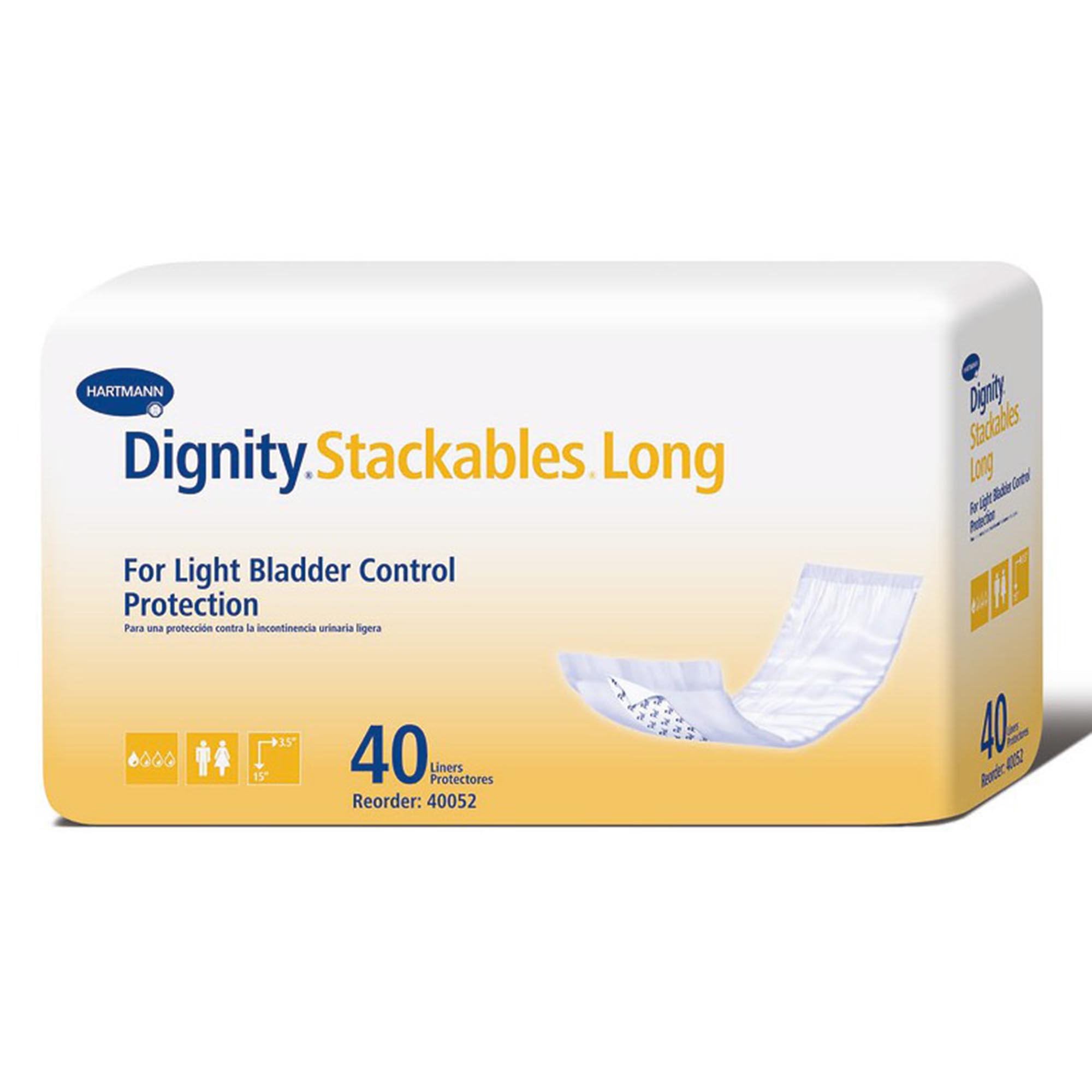Incontinence Liner Dignity® Stackables® Long 3-1/2 X 15 Inch Light Absorbency Polymer Core One Size Fits Most