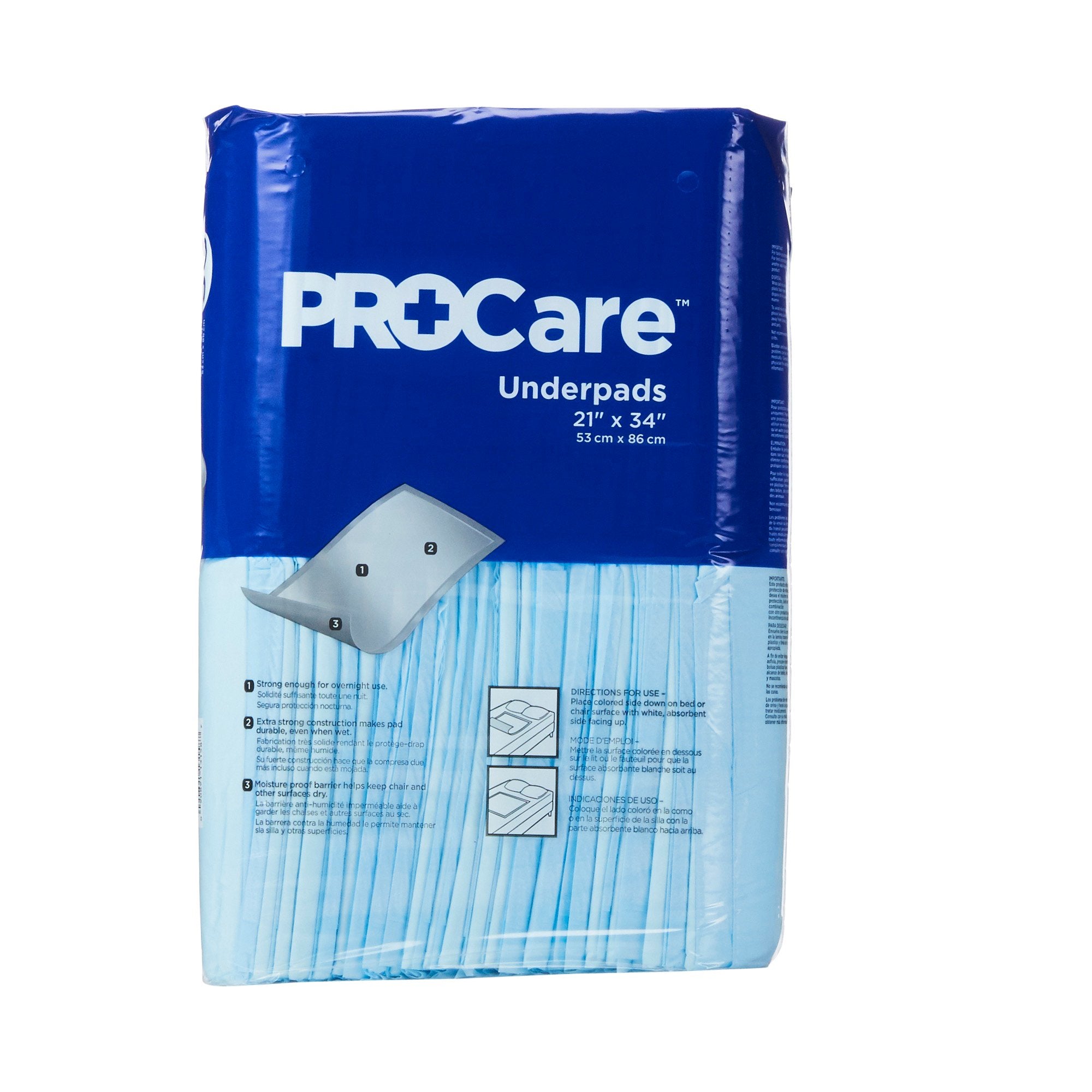 Disposable Underpad ProCare™ 21 X 34 Inch Fluff Light Absorbency