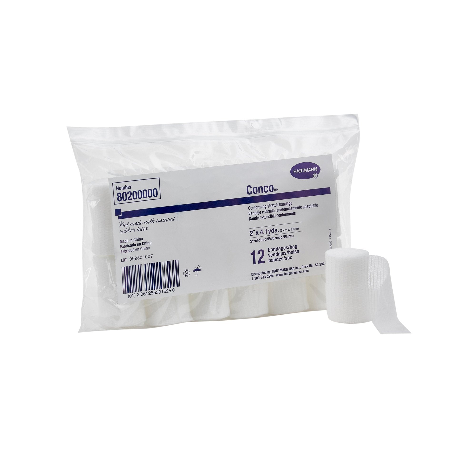 Conforming Bandage Conco® 2 Inch X 4-1/10 Yard 12 per Pack NonSterile 1-Ply Roll Shape