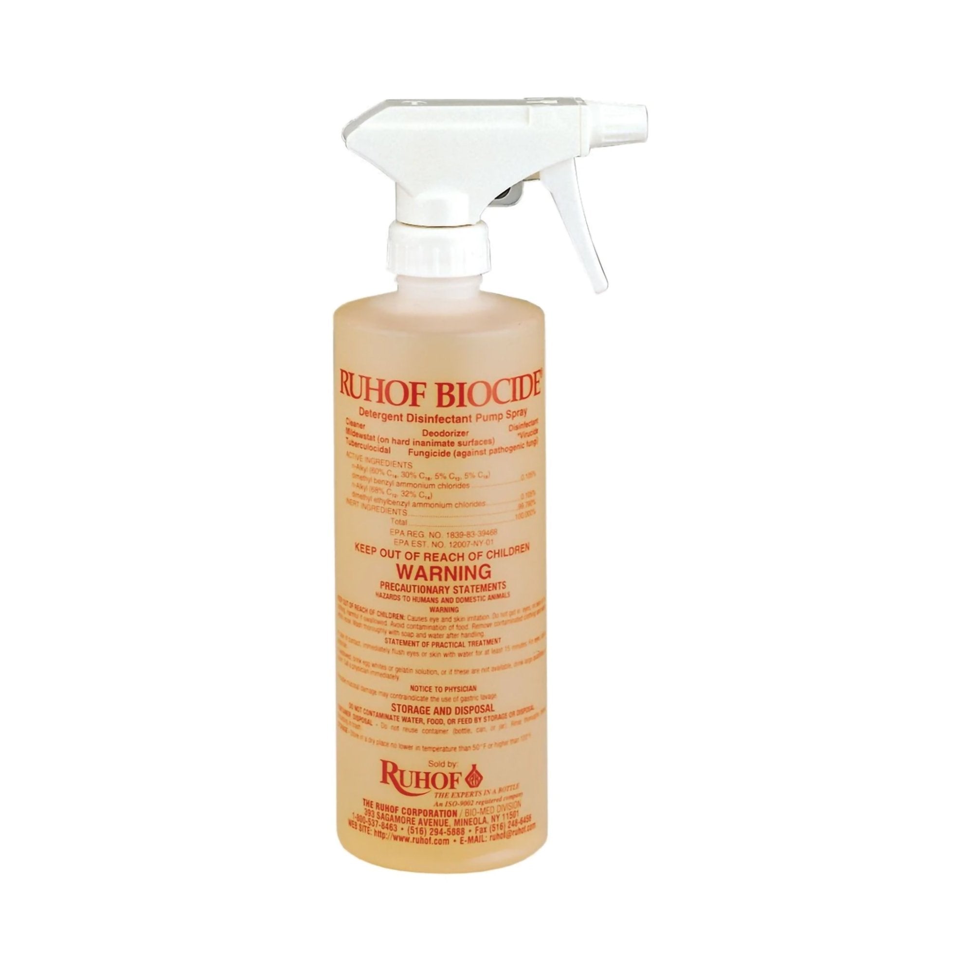 Ruhof Biocide® Surface Disinfectant Cleaner Quaternary Based Pump Spray Liquid 16 oz. Bottle Mild Scent NonSterile