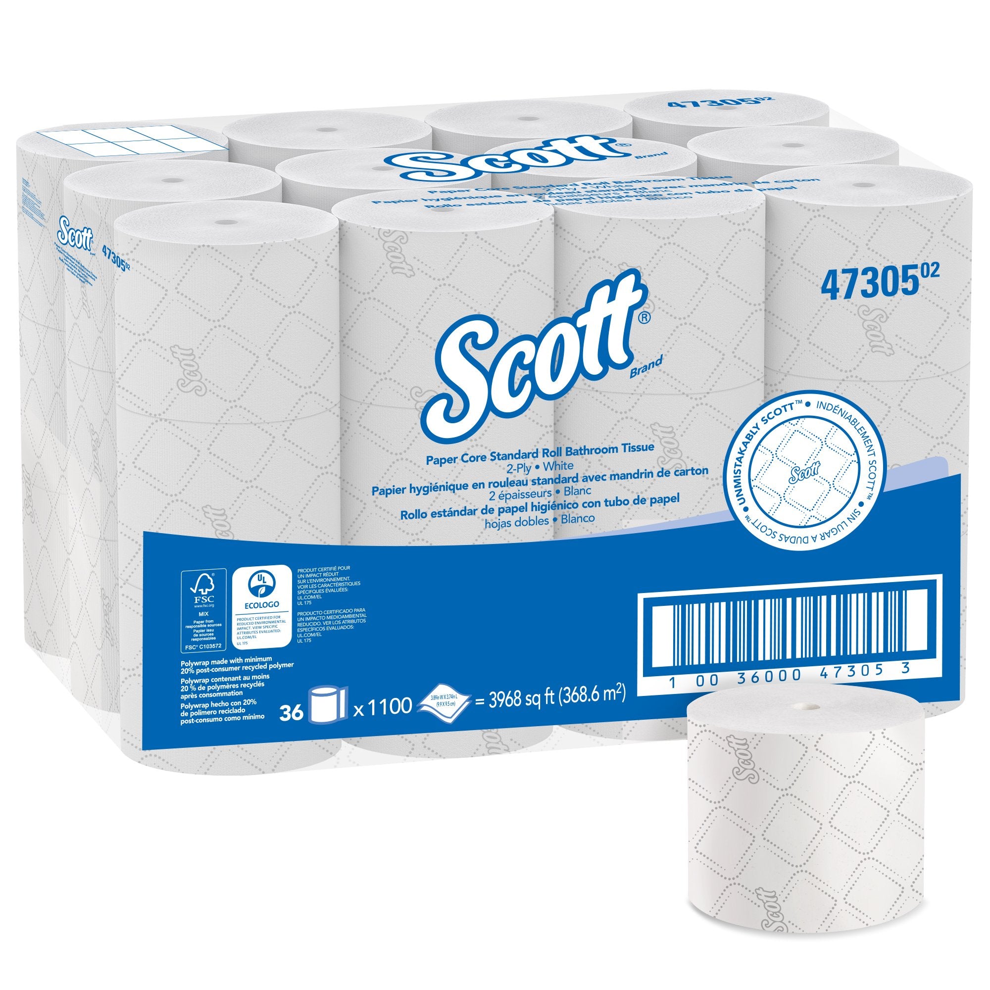 Toilet Tissue Scott® Pro White 2-Ply Standard Size Cored Roll 1100 Sheets 3-7/10 X 3-9/10 Inch