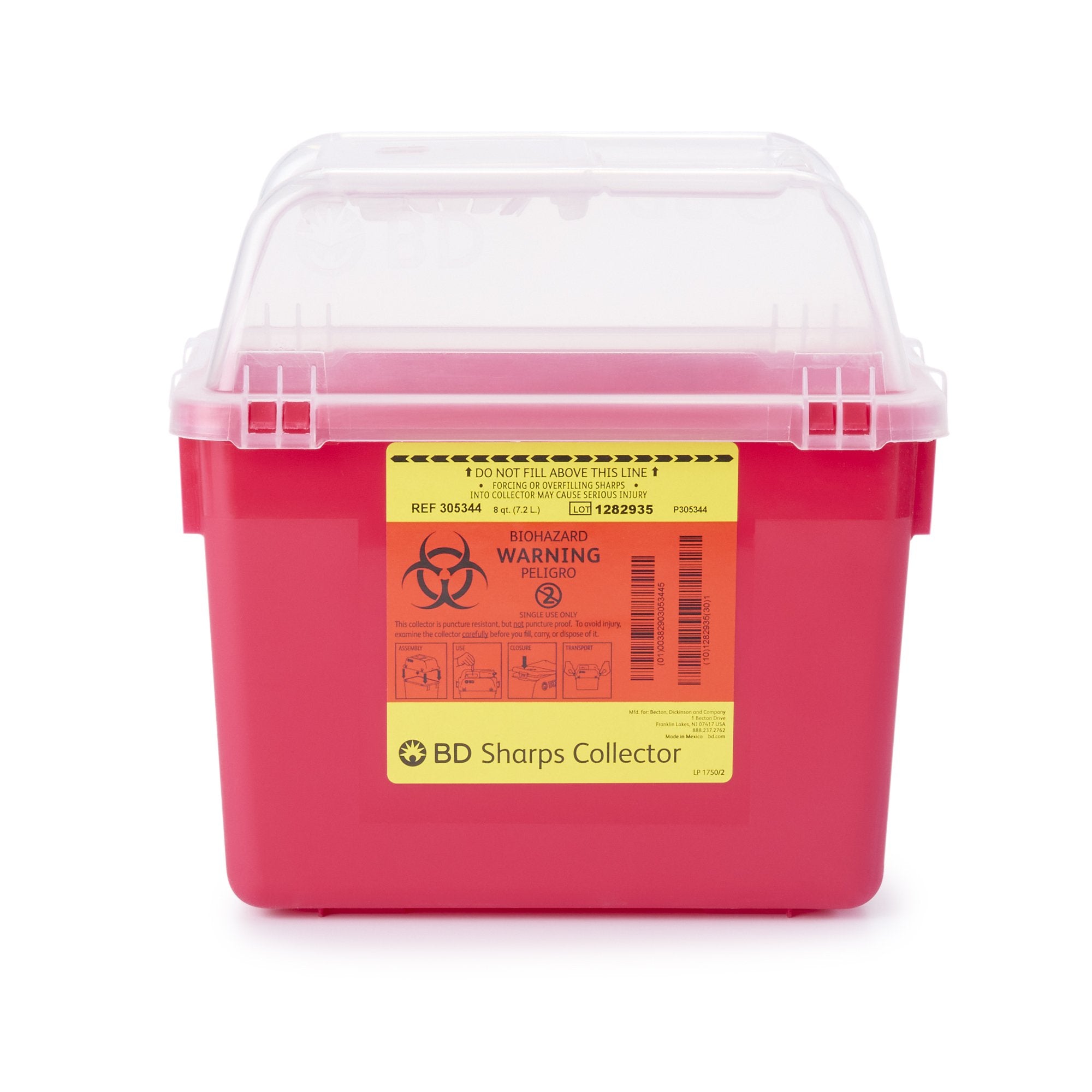 Sharps Container BD™ Red Base 26 X 29 X 17 cm Vertical Entry 2 Gallon