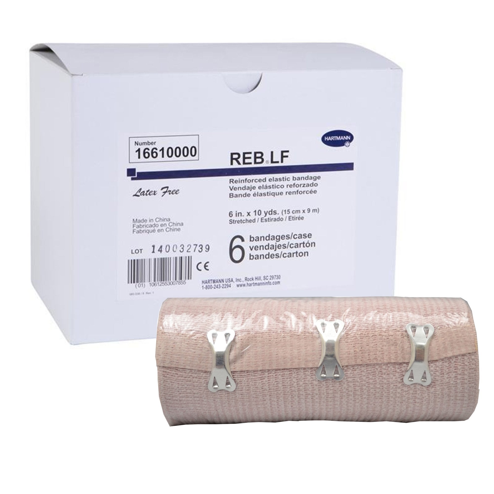 Elastic Bandage REB® 6 Inch X 10 Yard Double Length Clip Detached Closure Tan NonSterile Standard Compression