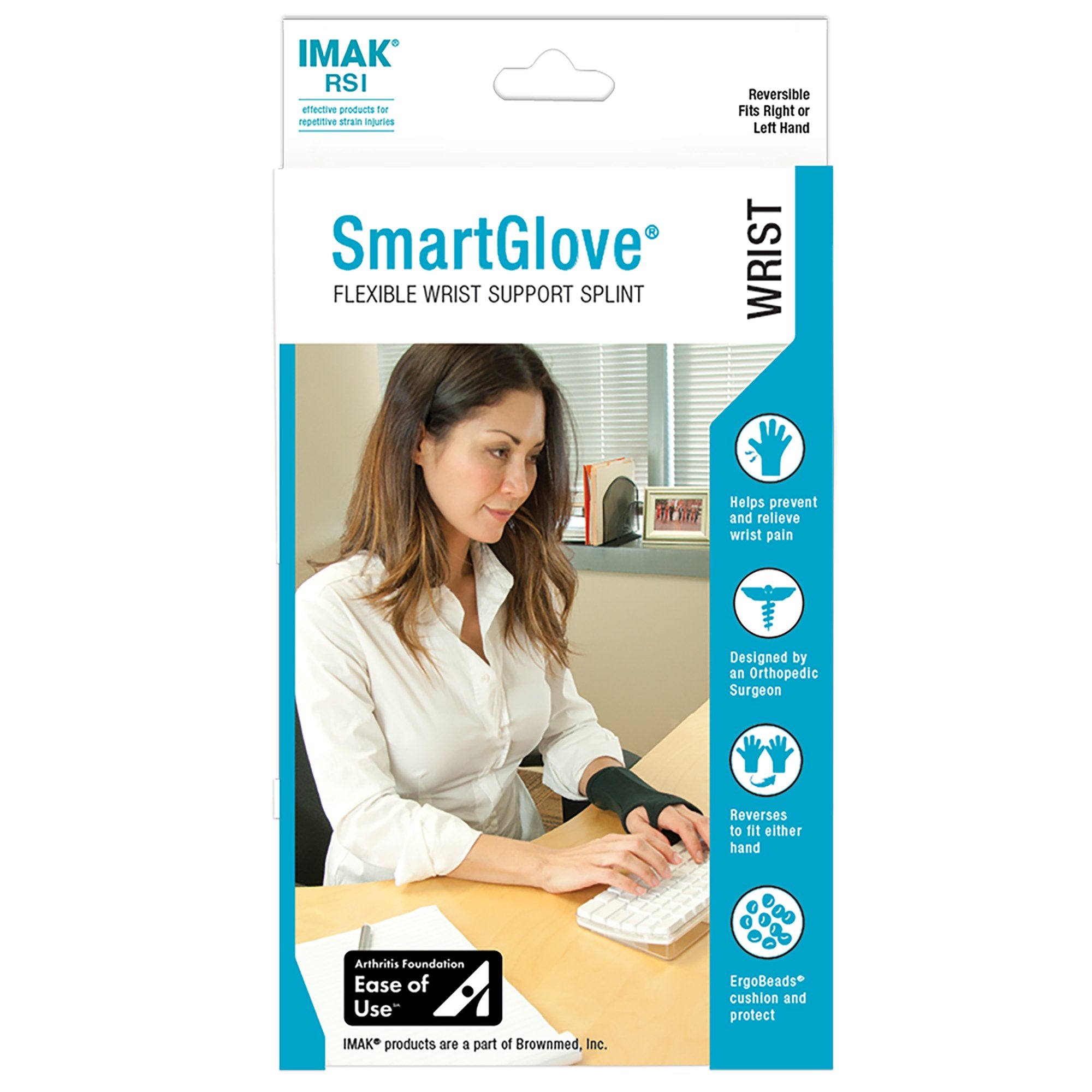 Wrist Splint IMAK® RSI SmartGlove® Cotton / ergoBeads® Left or Right Hand Black Medium
