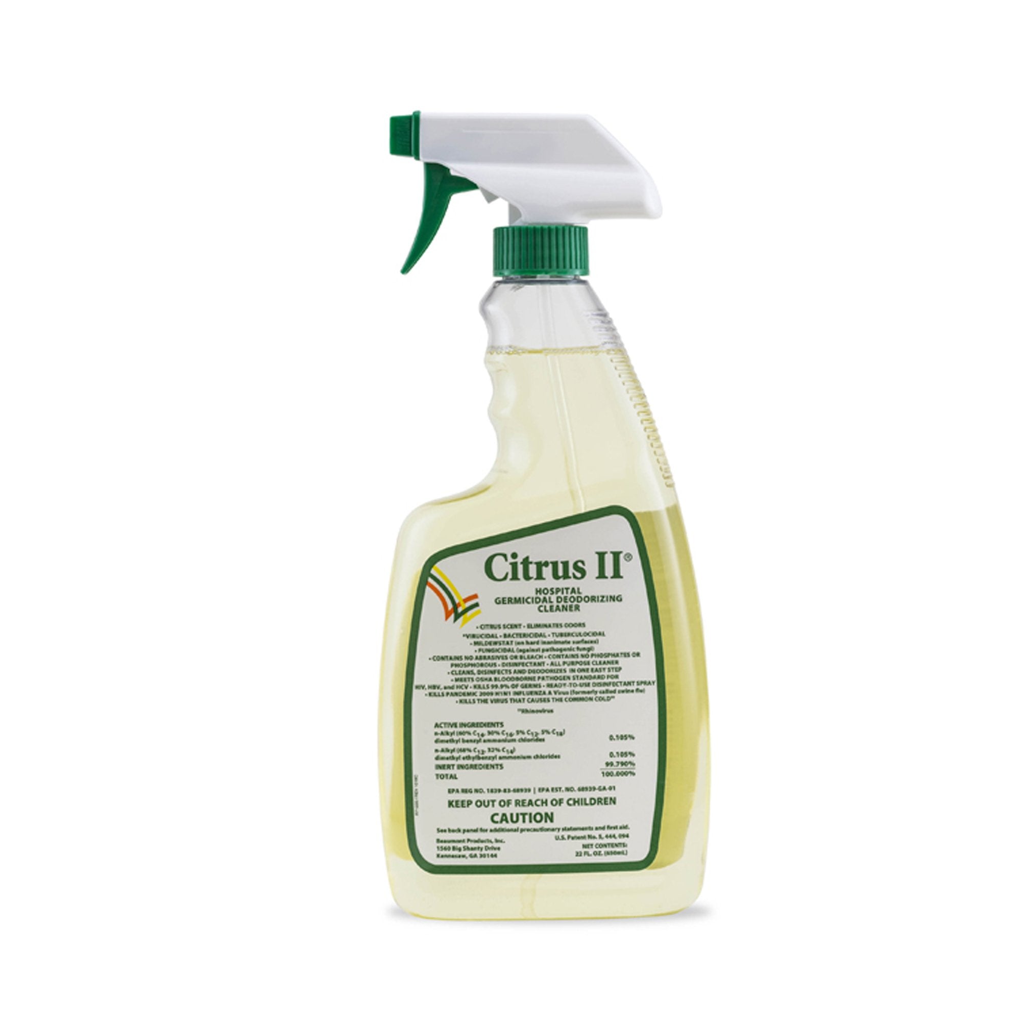 Citrus II® Surface Disinfectant Cleaner Germicidal Pump Spray Liquid 22 oz. Bottle Original Scent NonSterile
