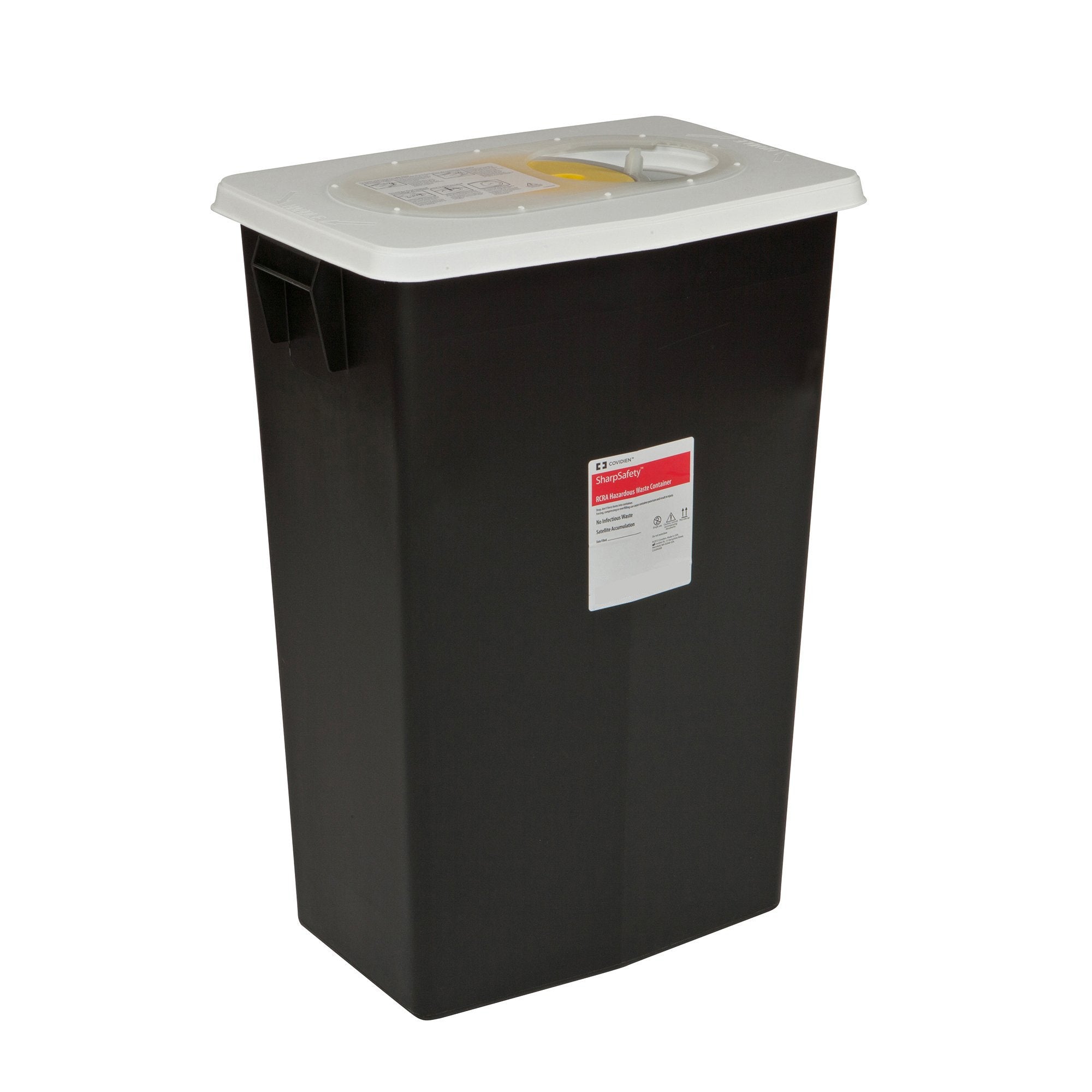 RCRA Waste Container SharpSafety™ Black Base 17-3/4 H X 11 D X 15-1/2 W Inch Vertical Entry 8 Gallon