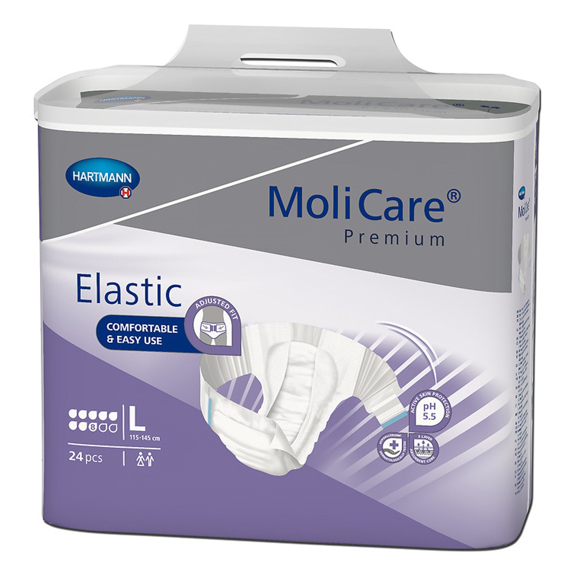 Unisex Adult Incontinence Brief MoliCare® Premium Elastic 8D Large Disposable Heavy Absorbency