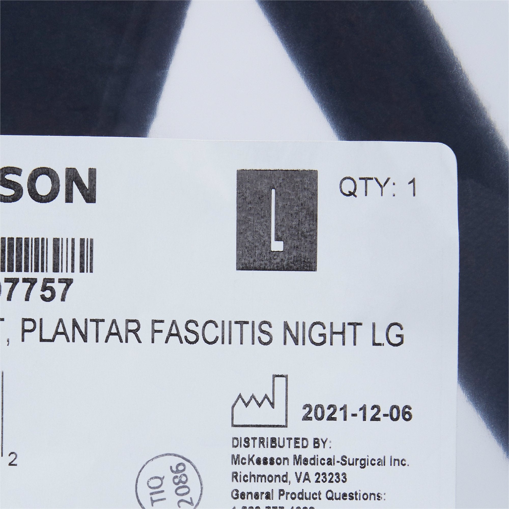 Plantar Fasciitis Night Splint McKesson Large Hook and Loop Closure Male 9-1/2 to 11-1/2 / Female 10 to 12-1/2 Foot