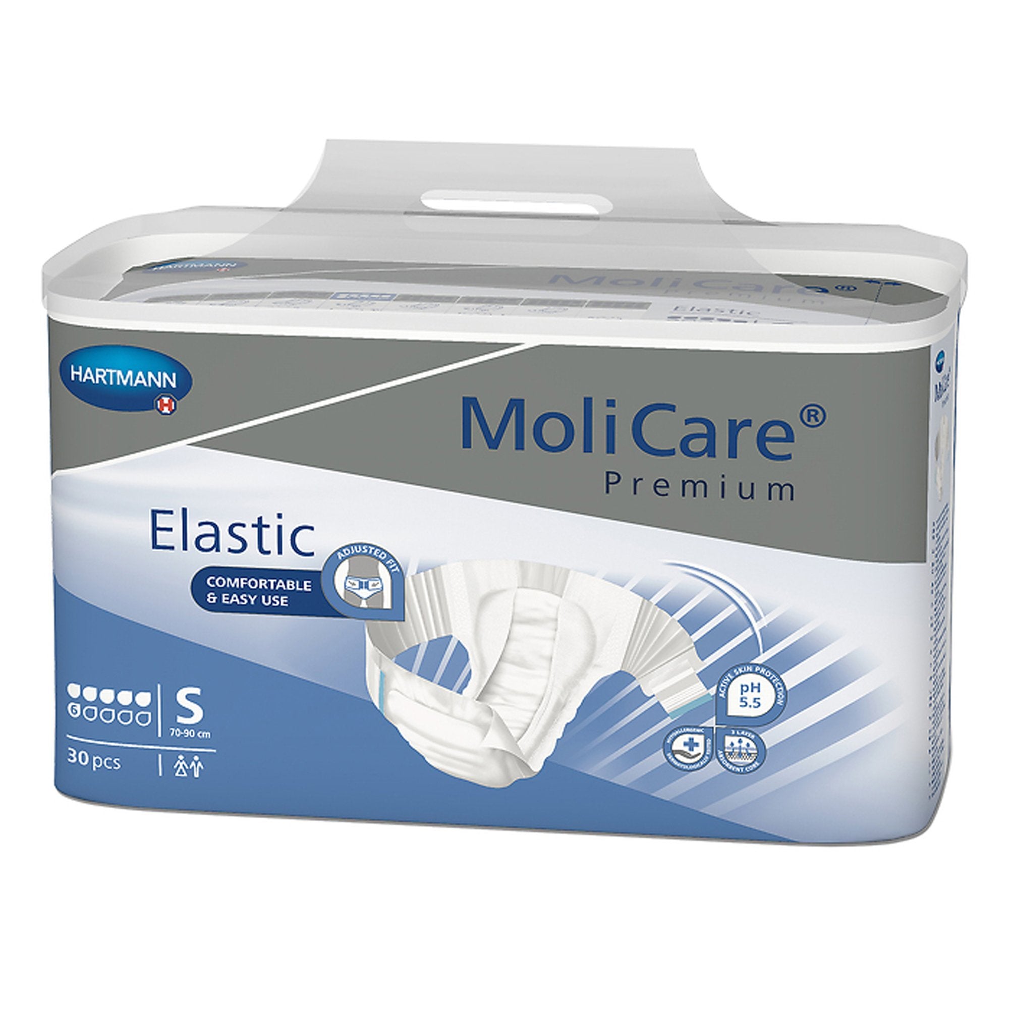 Unisex Adult Incontinence Brief MoliCare® Premium Elastic 6D Small Disposable Moderate Absorbency