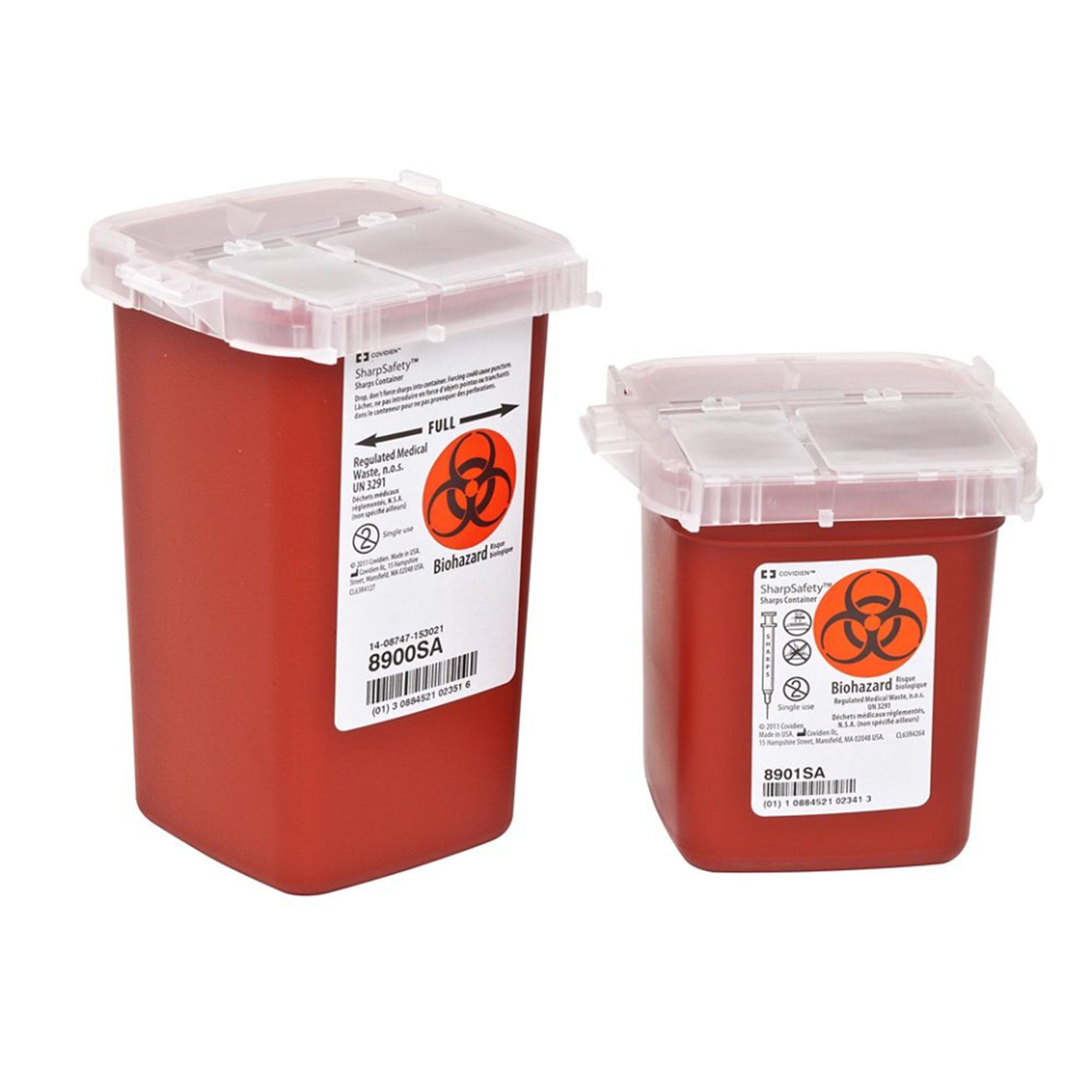 Sharps Container SharpSafety™ Red Base 6-1/4 H X 4-1/2 W X 4-1/4 D Inch Vertical Entry 0.25 Gallon