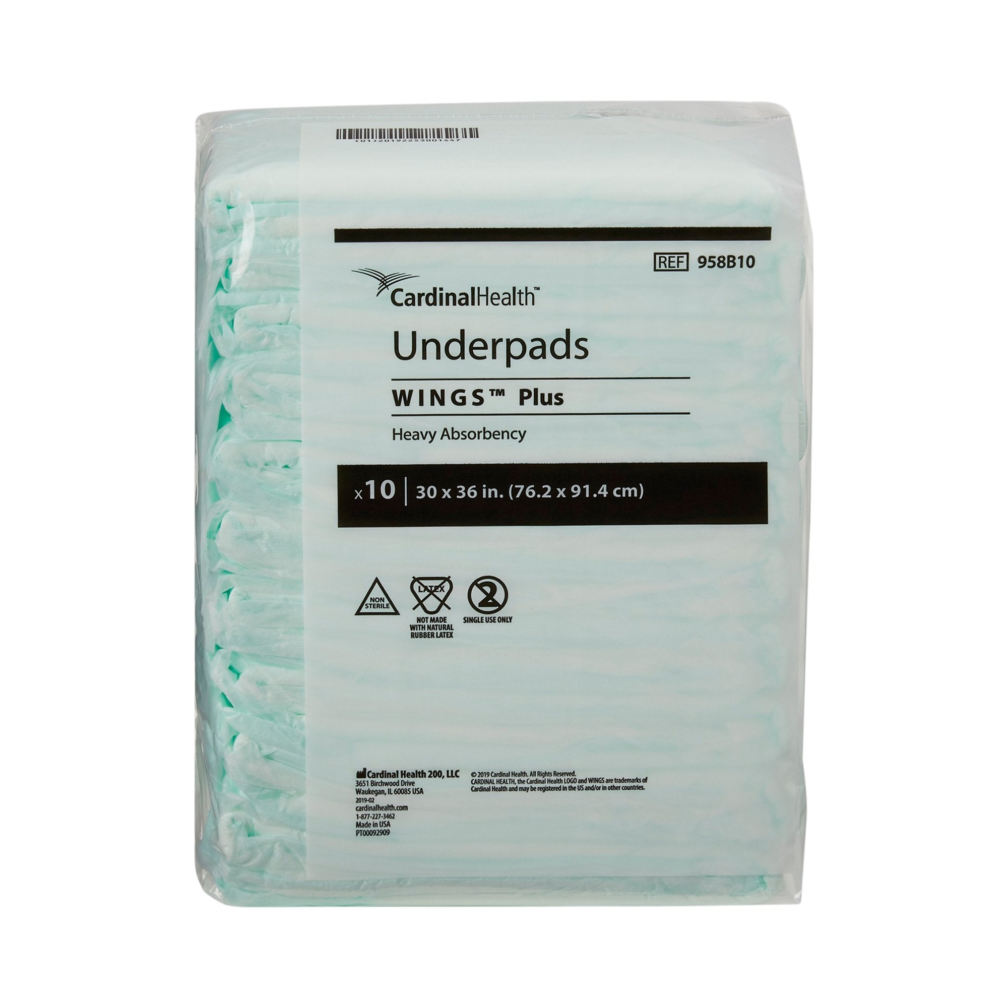 Disposable Underpad Wings™ Plus 30 X 36 Inch Fluff / Polymer Heavy Absorbency