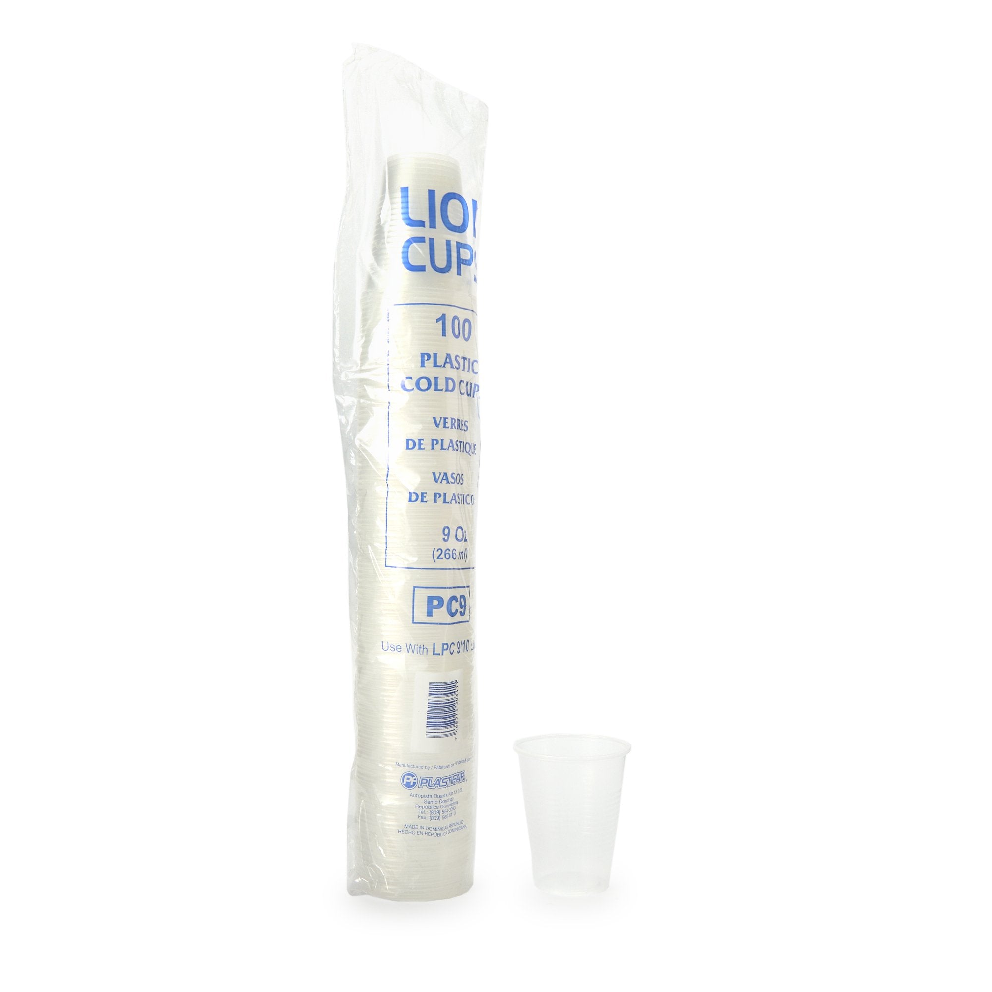 Drinking Cup Plastifar® Lion Cups 9 oz. Translucent Plastic Disposable