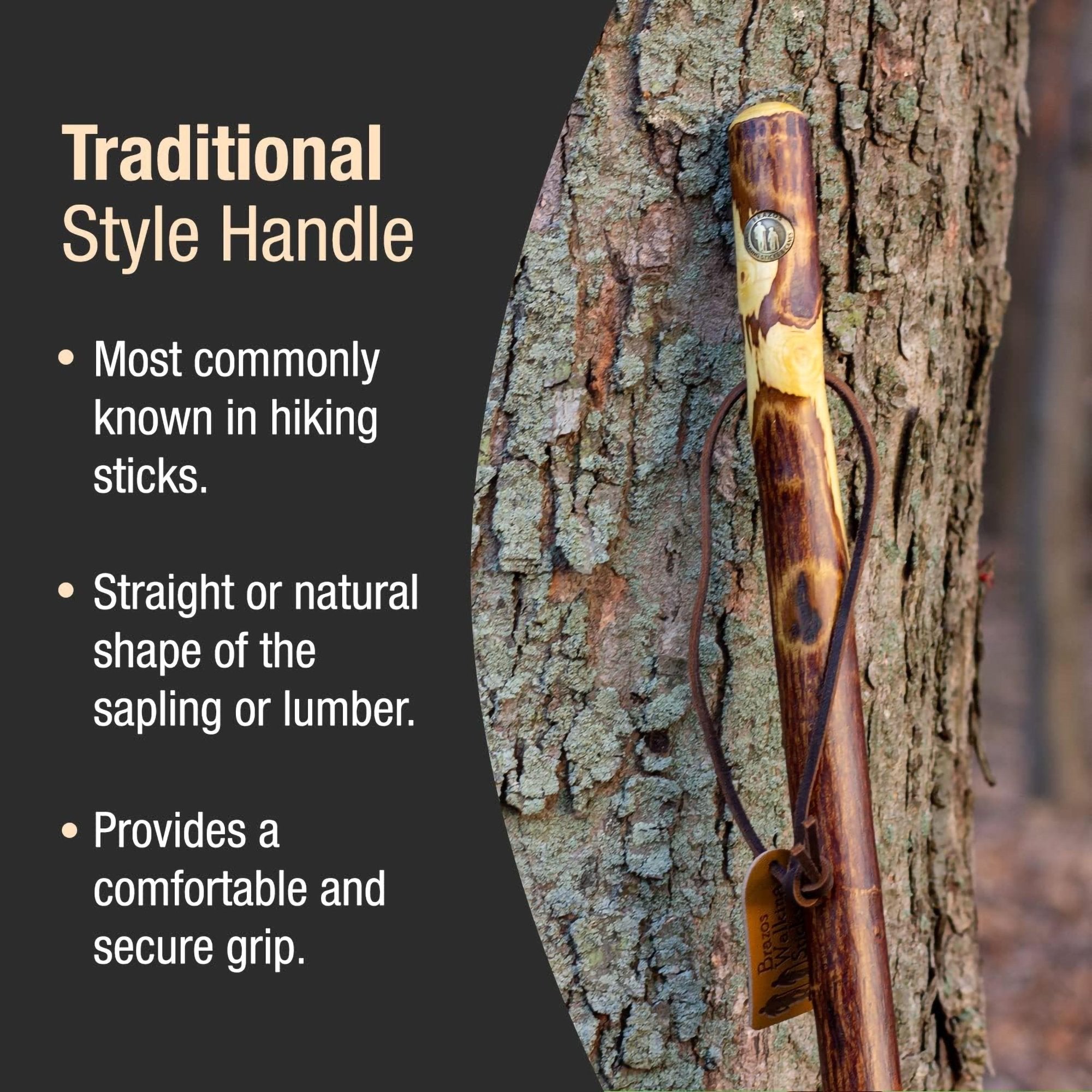 Walking Stick Brazos™ Free Form Wood 55 Inch Height Hawthorn