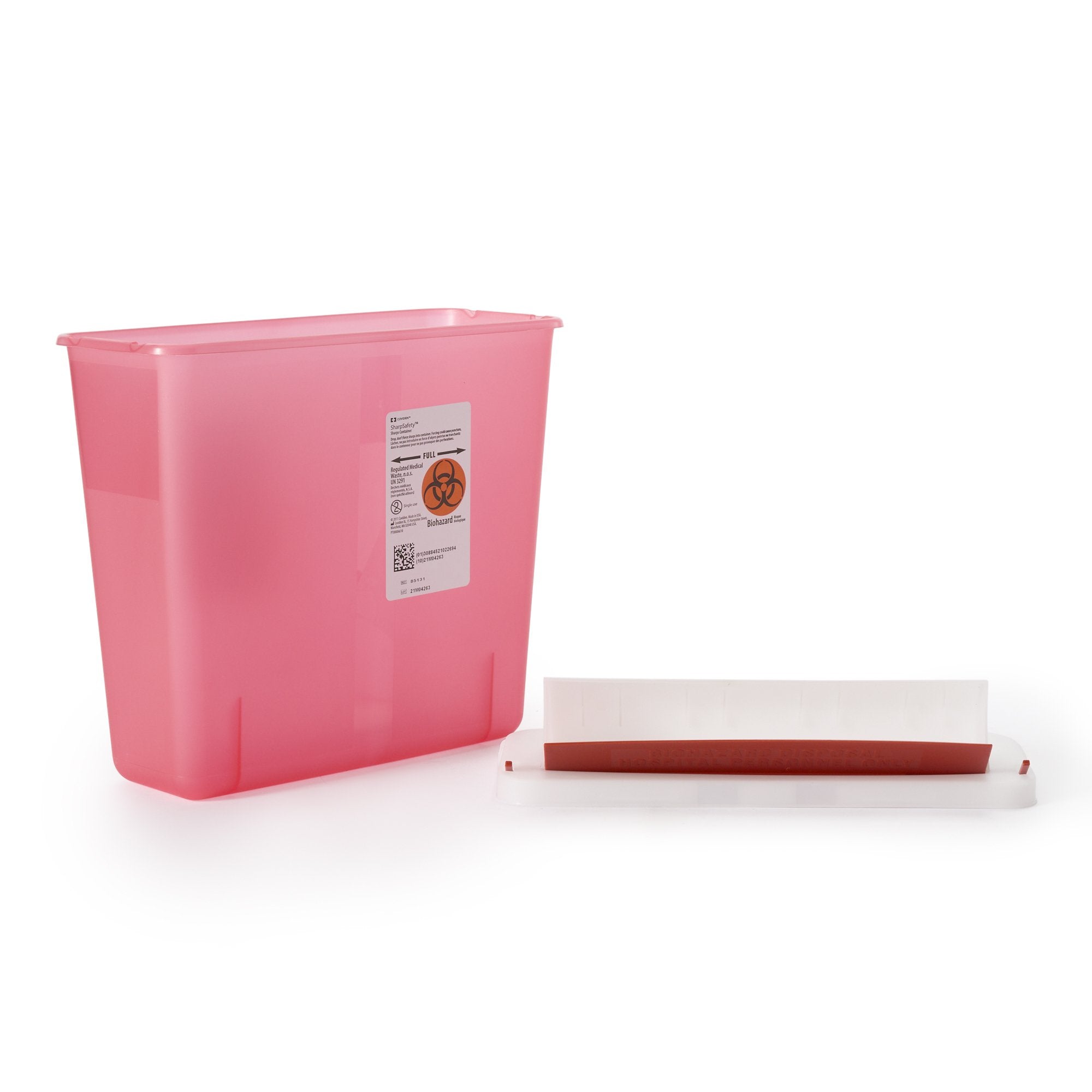Sharps Container In-Room™ Translucent Red Base 11 H X 10-3/4 W X 4-3/4 D Inch Horizontal Entry 1.25 Gallon