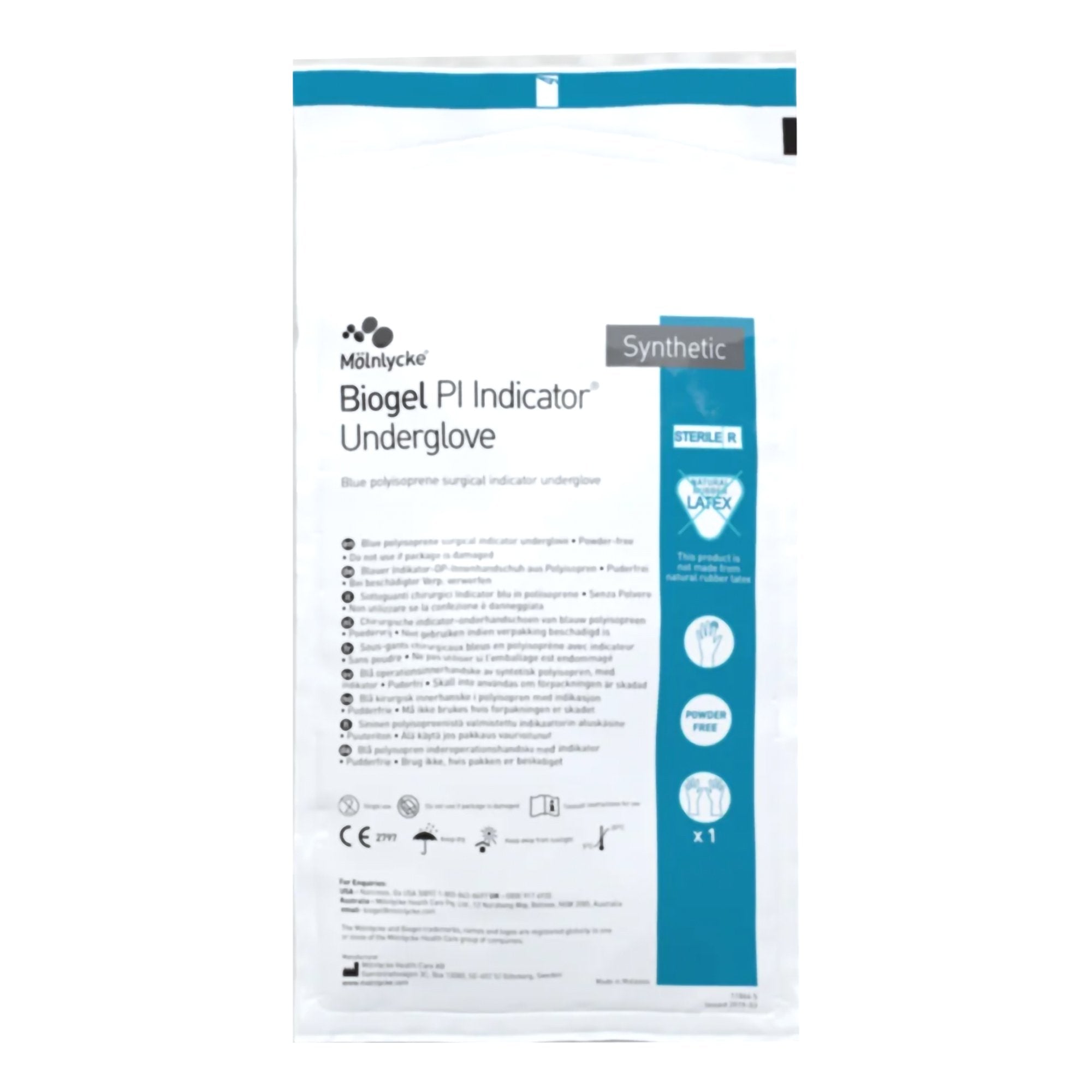 Surgical Underglove Biogel® PI Indicator Underglove™ Size 8 Sterile Polyisoprene Standard Cuff Length Smooth Blue Chemo Tested