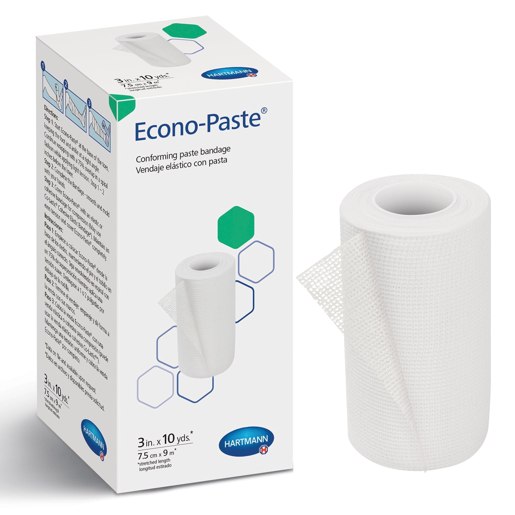 Unna Boot Bandage Econo-Paste® 3 Inch X 10 Yard Knitted Gauze Zinc Oxide Paste NonSterile