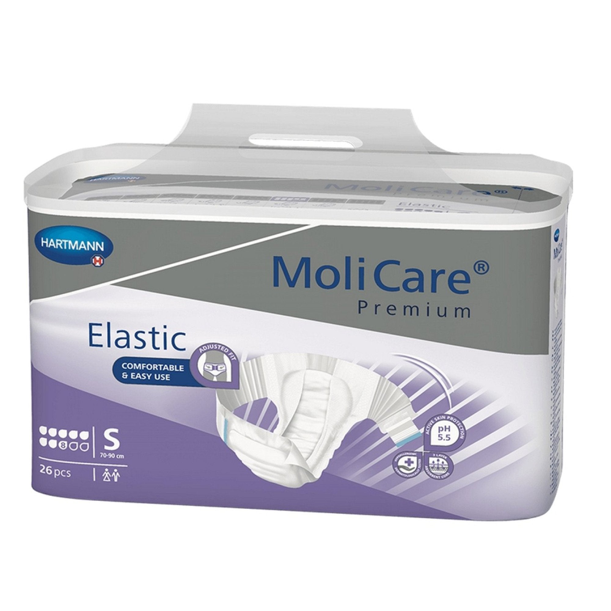 Unisex Adult Incontinence Brief MoliCare® Premium Elastic 8D Small Disposable Heavy Absorbency