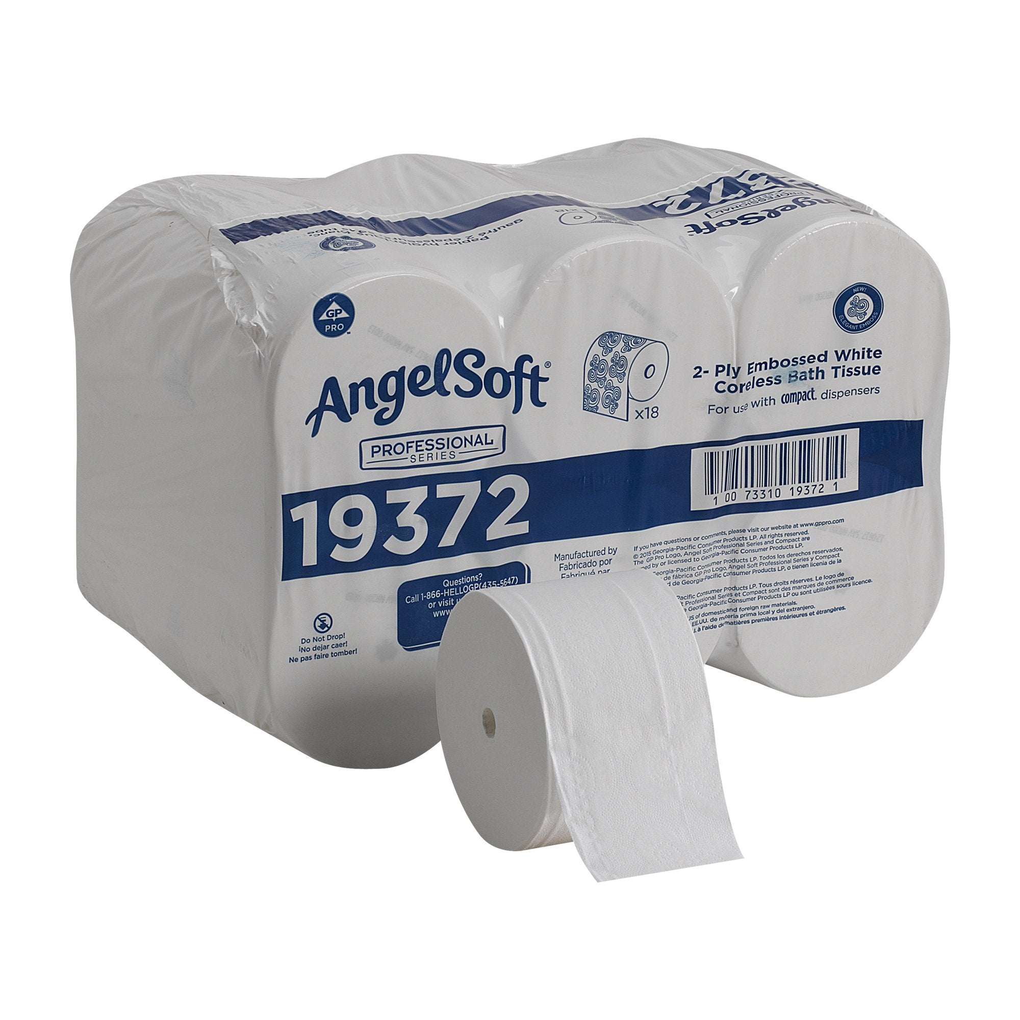 Toilet Tissue Angel Soft Professional Series® White 2-Ply Standard Size Coreless Roll 1125 Sheets 3-4/5 X 4 Inch