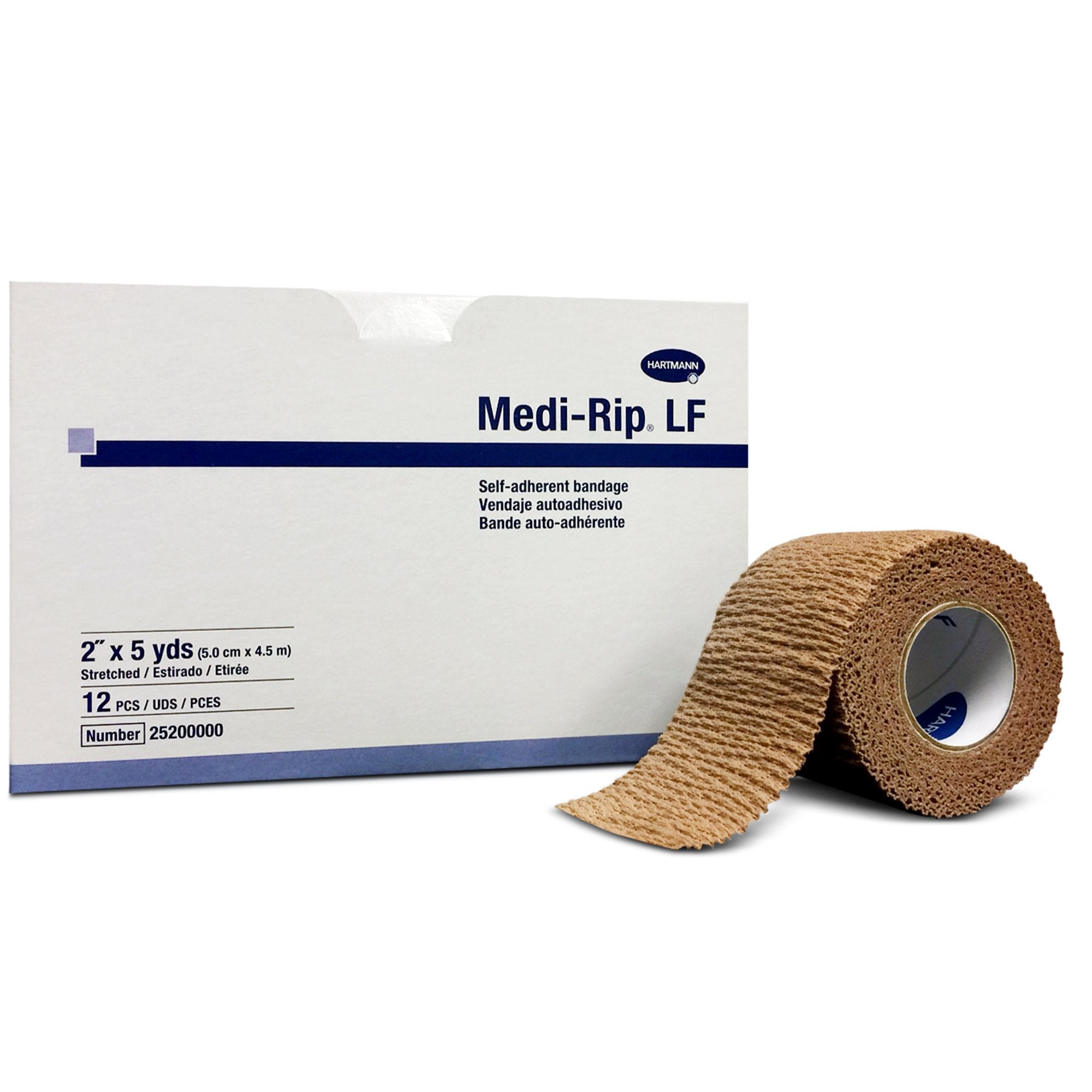 Cohesive Bandage Medi-Rip® 2 Inch X 5 Yard Self-Adherent Closure Tan NonSterile Standard Compression
