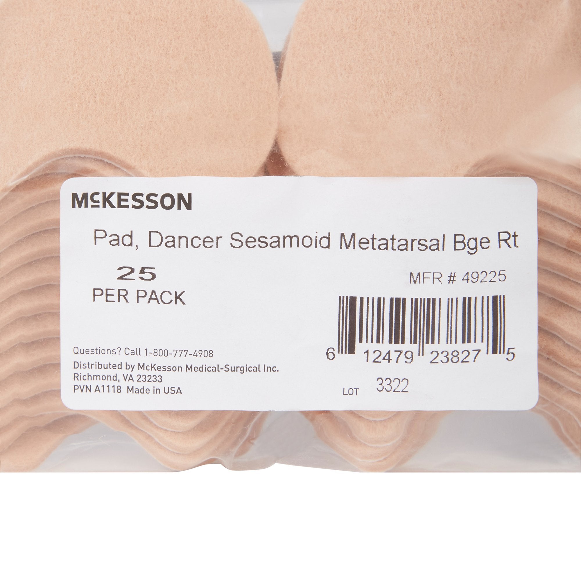 Dancer Sesamoid Pad McKesson Adhesive Right Foot