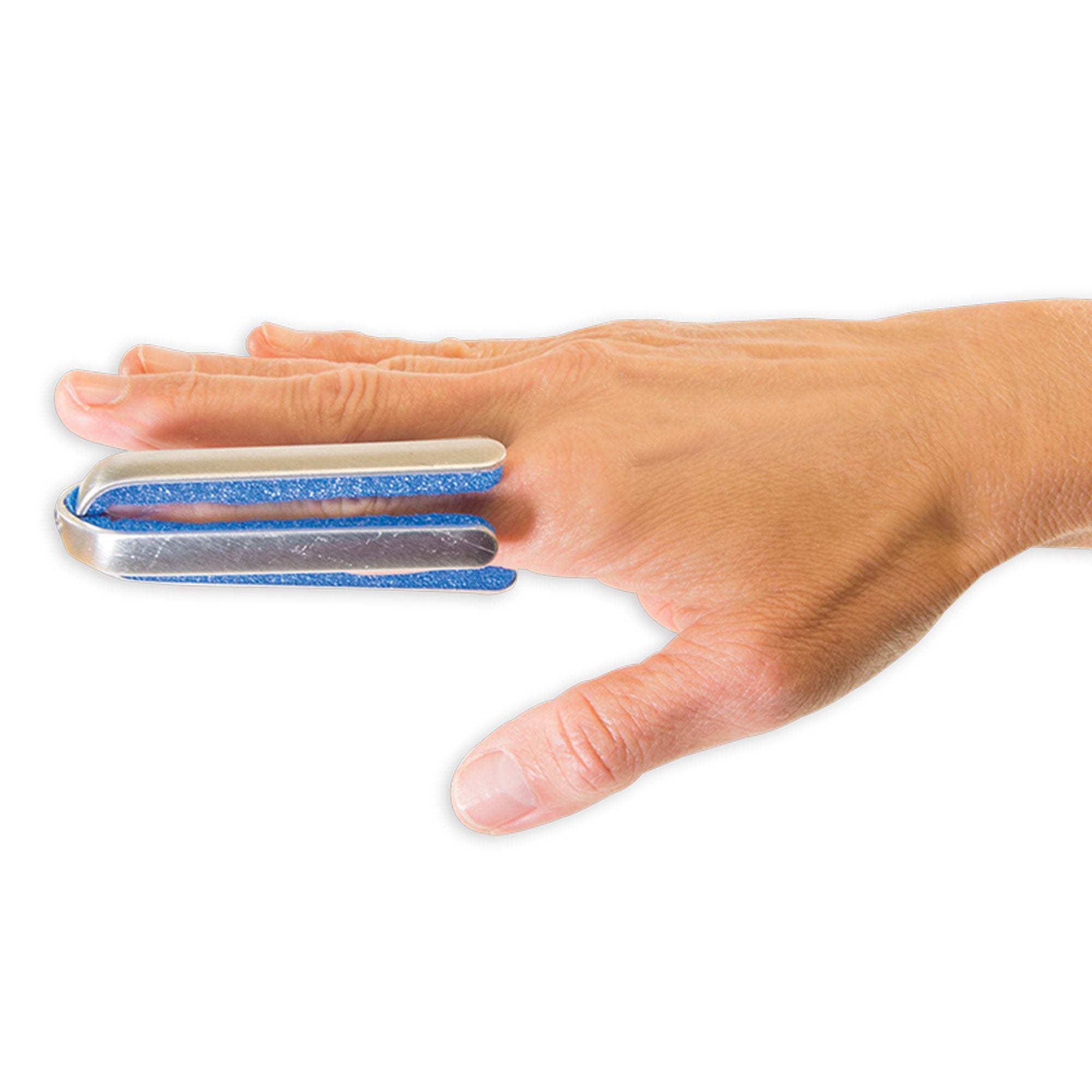 Finger Splint Plastalume® Adult Medium Bendable Prong Fastening Finger Blue / Silver