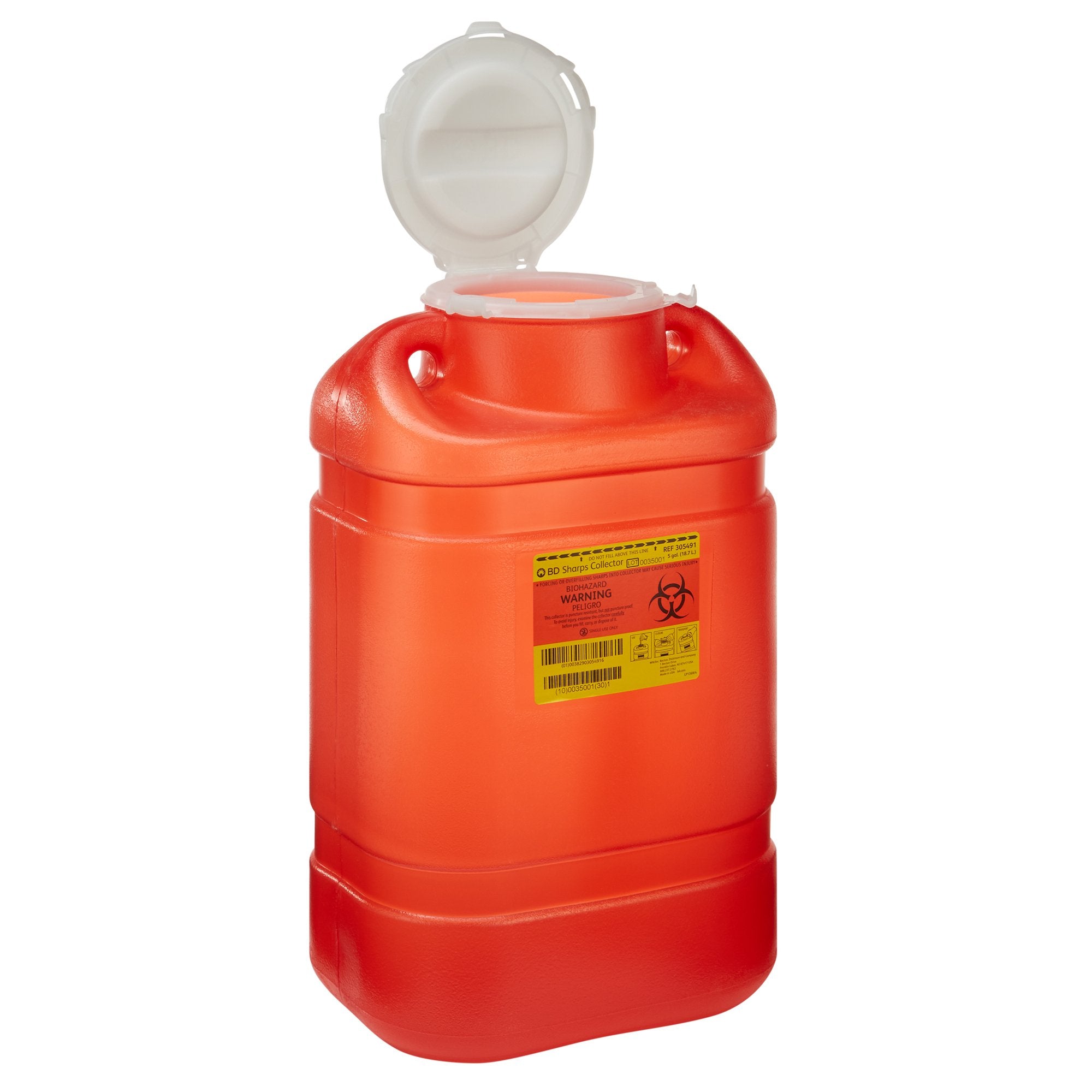 Sharps Container BD™ Red Base 18 H X 7-1/2 W X 10-1/2 D Inch Vertical Entry 5 Gallon