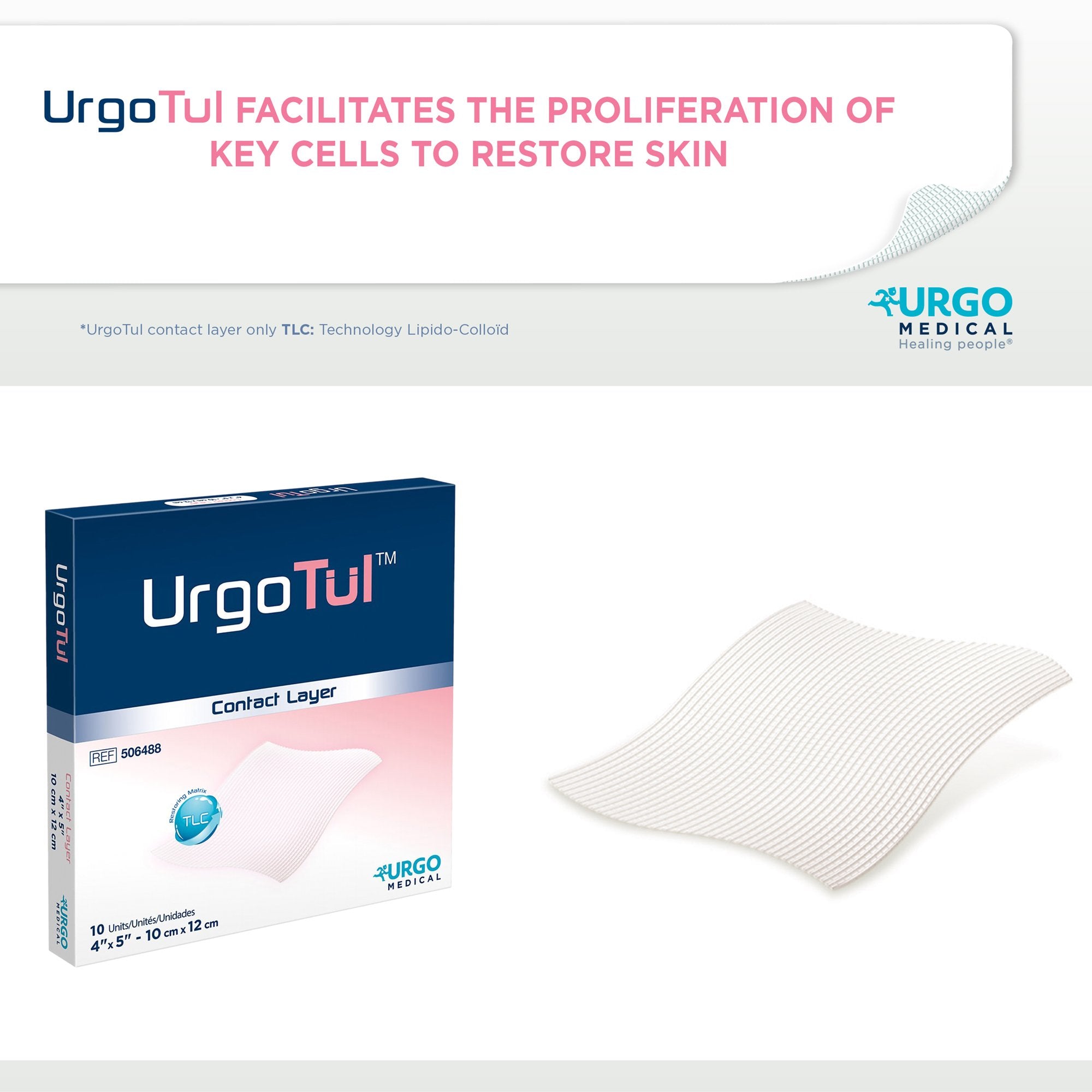 Impregnated Contact Layer Dressing UrgoTul™ 5 to 12 Inch Length