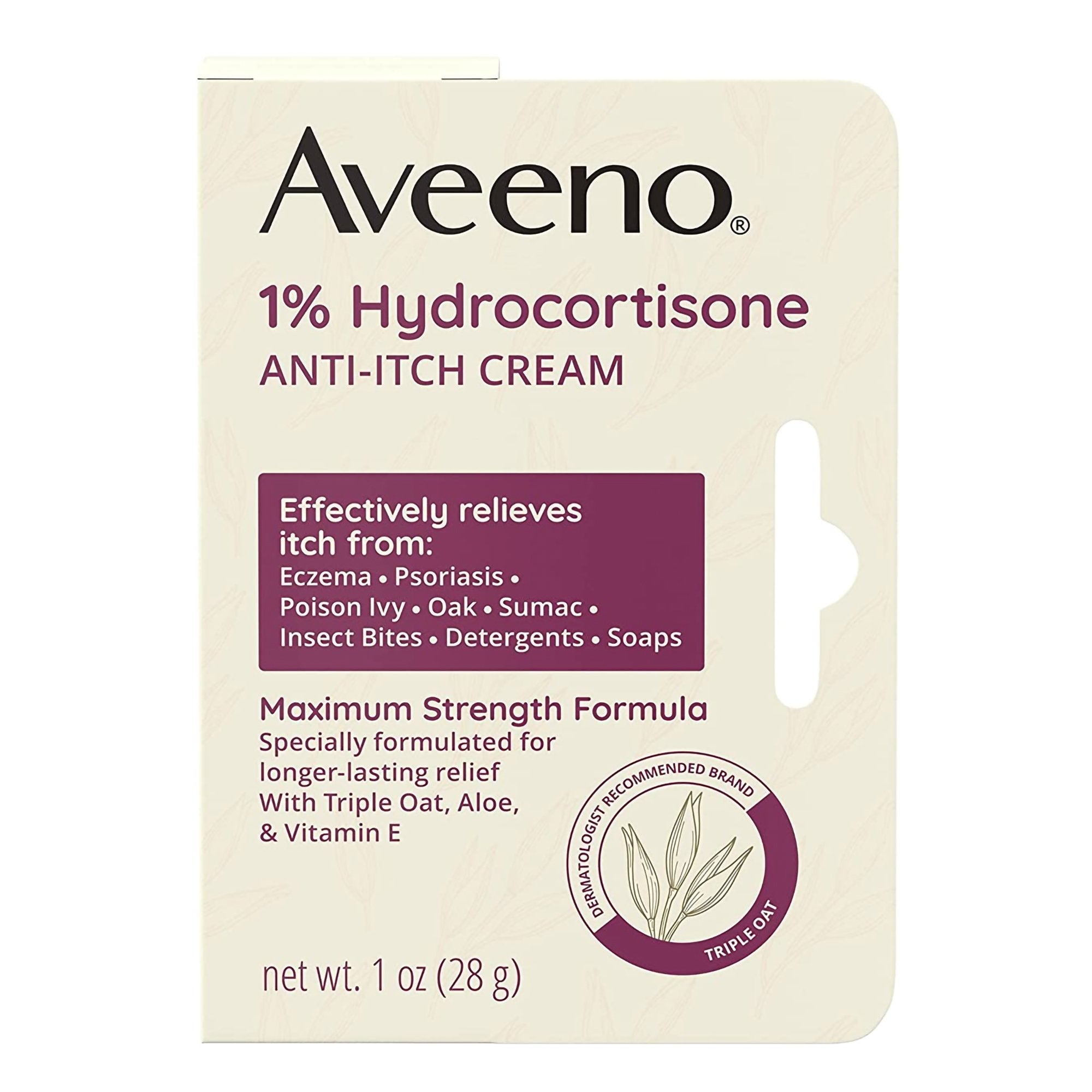 Itch Relief Aveeno® Active Naturals® 1% Strength Cream 1 oz. Tube
