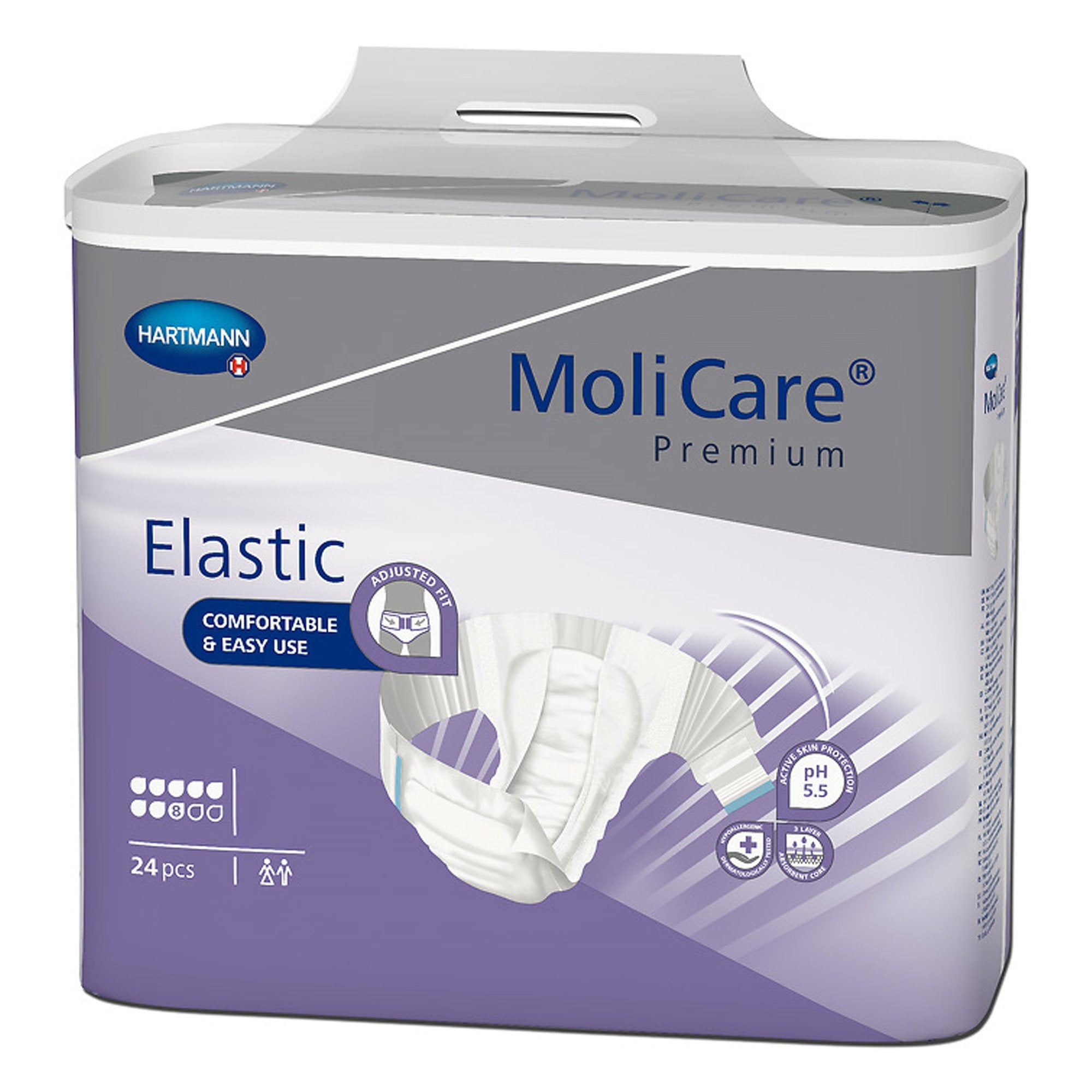 Unisex Adult Incontinence Brief MoliCare® Premium Elastic 8D X-Large Disposable Heavy Absorbency
