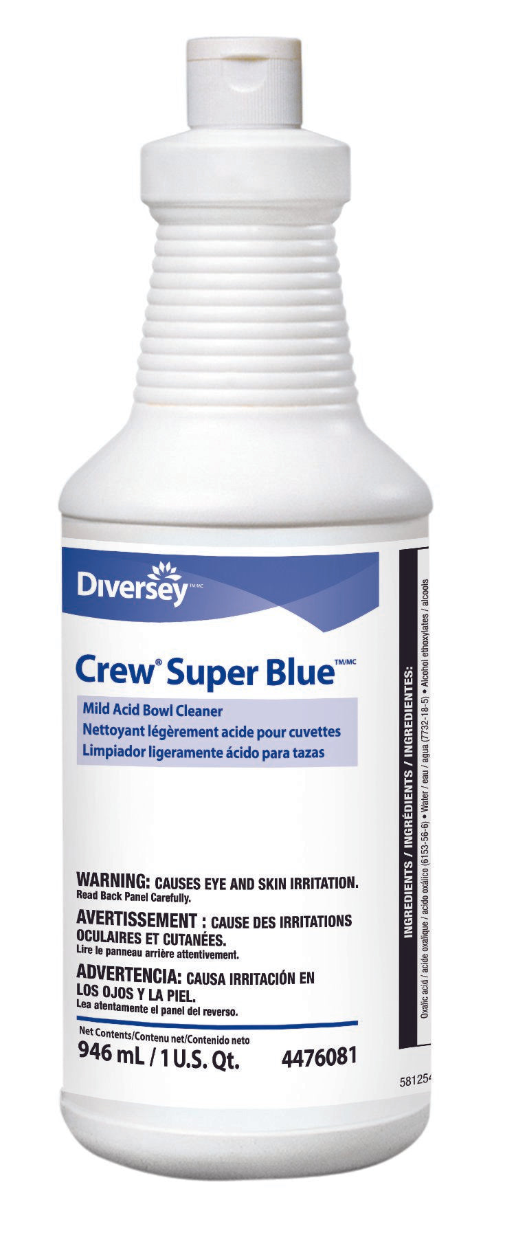 Diversey™ Crew® Super Blue™ Toilet Bowl Cleaner Alcohol Based Manual Squeeze Liquid 32 oz. Bottle Citrus Scent NonSterile