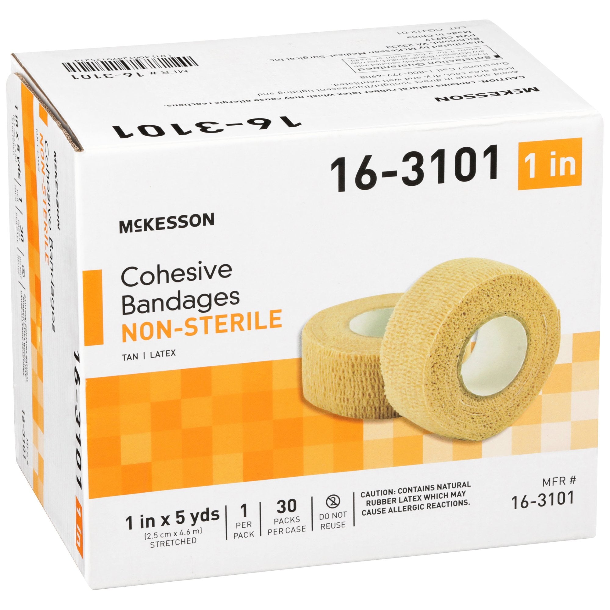 Cohesive Bandage McKesson 1 Inch X 5 Yard Self-Adherent Closure Tan NonSterile Standard Compression