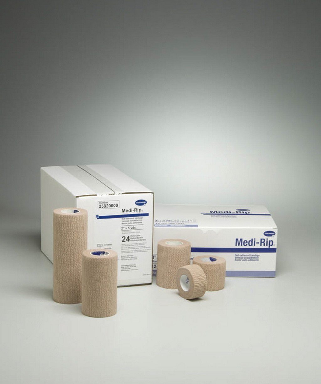 Cohesive Bandage Medi-Rip® 1 Inch X 5 Yard Self-Adherent Closure Tan NonSterile Standard Compression