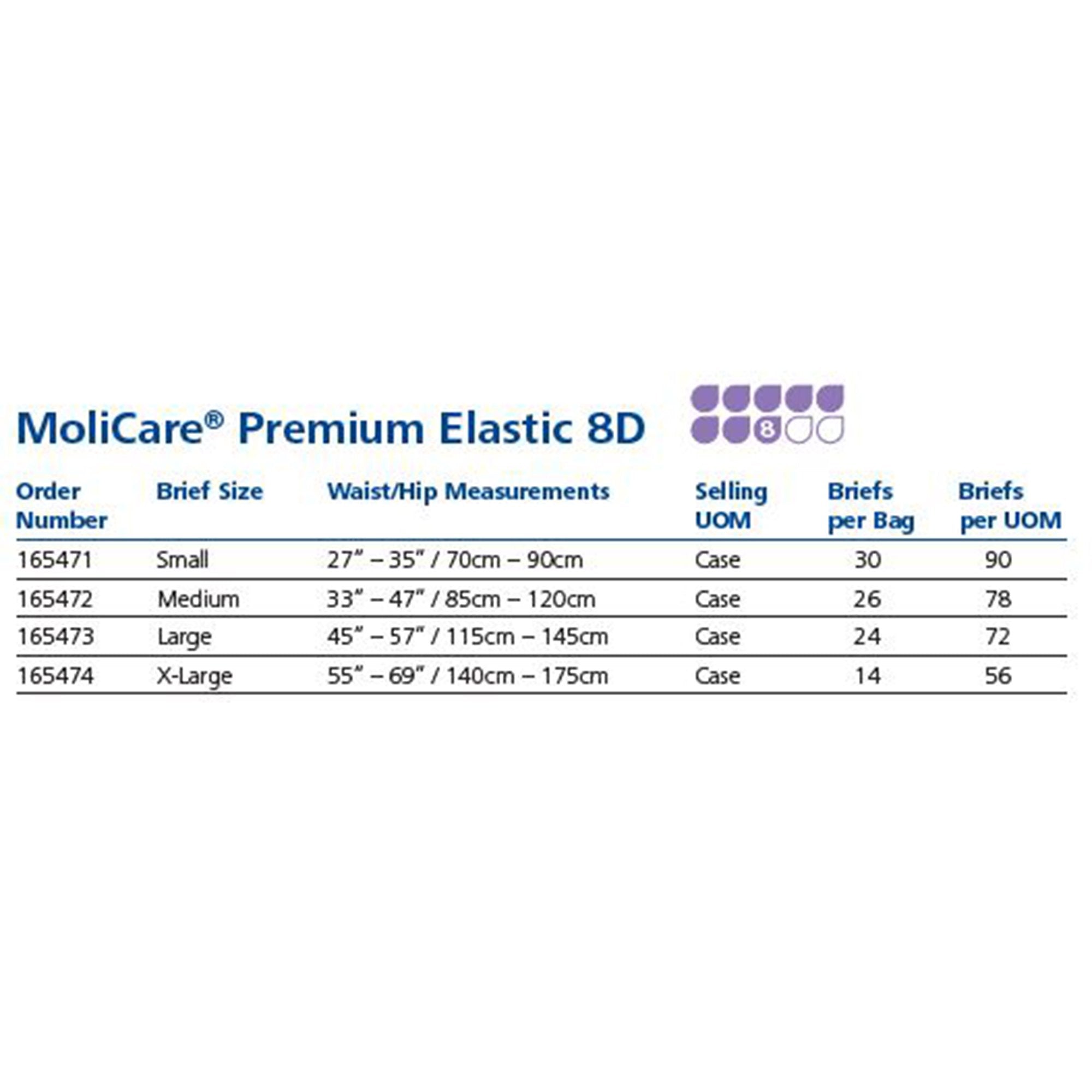 Unisex Adult Incontinence Brief MoliCare® Premium Elastic 8D Large Disposable Heavy Absorbency