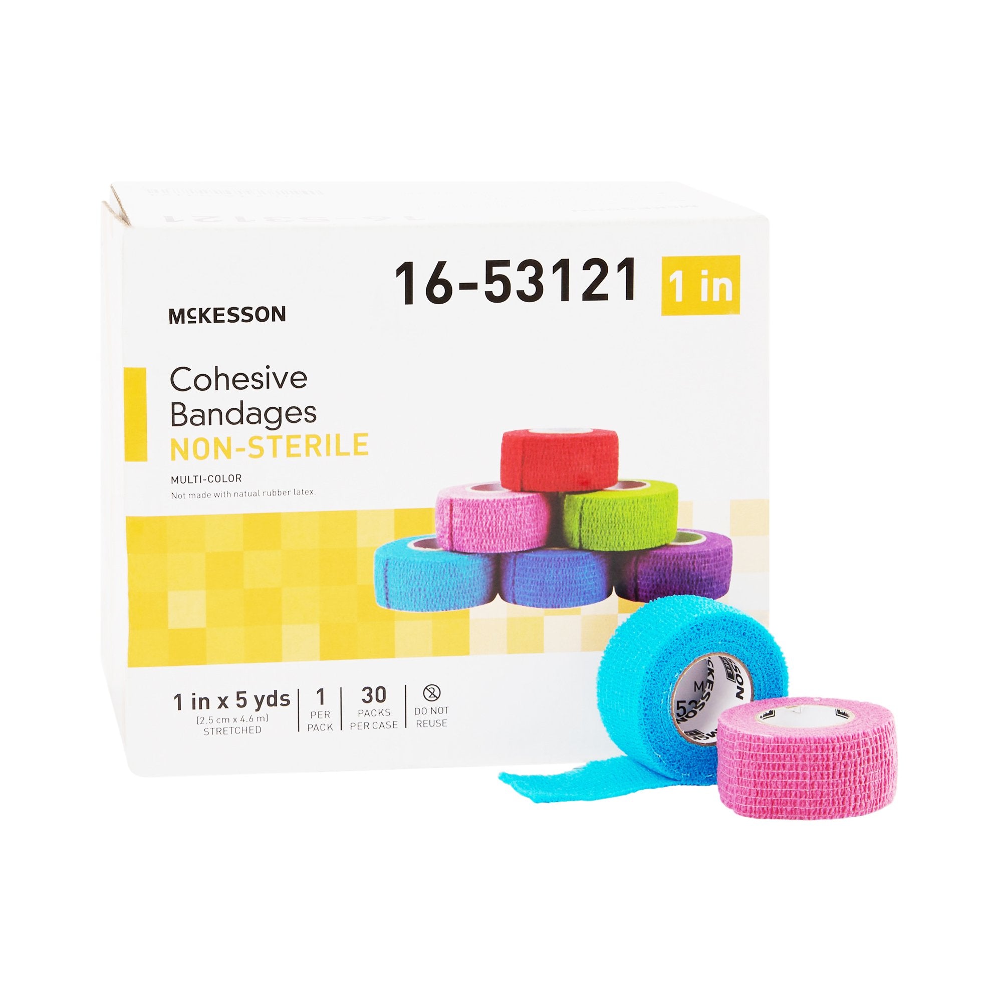 Cohesive Bandage McKesson 1 Inch X 5 Yard Self-Adherent Closure Purple / Pink / Green / Light Blue / Royal Blue / Red NonSterile Standard Compression