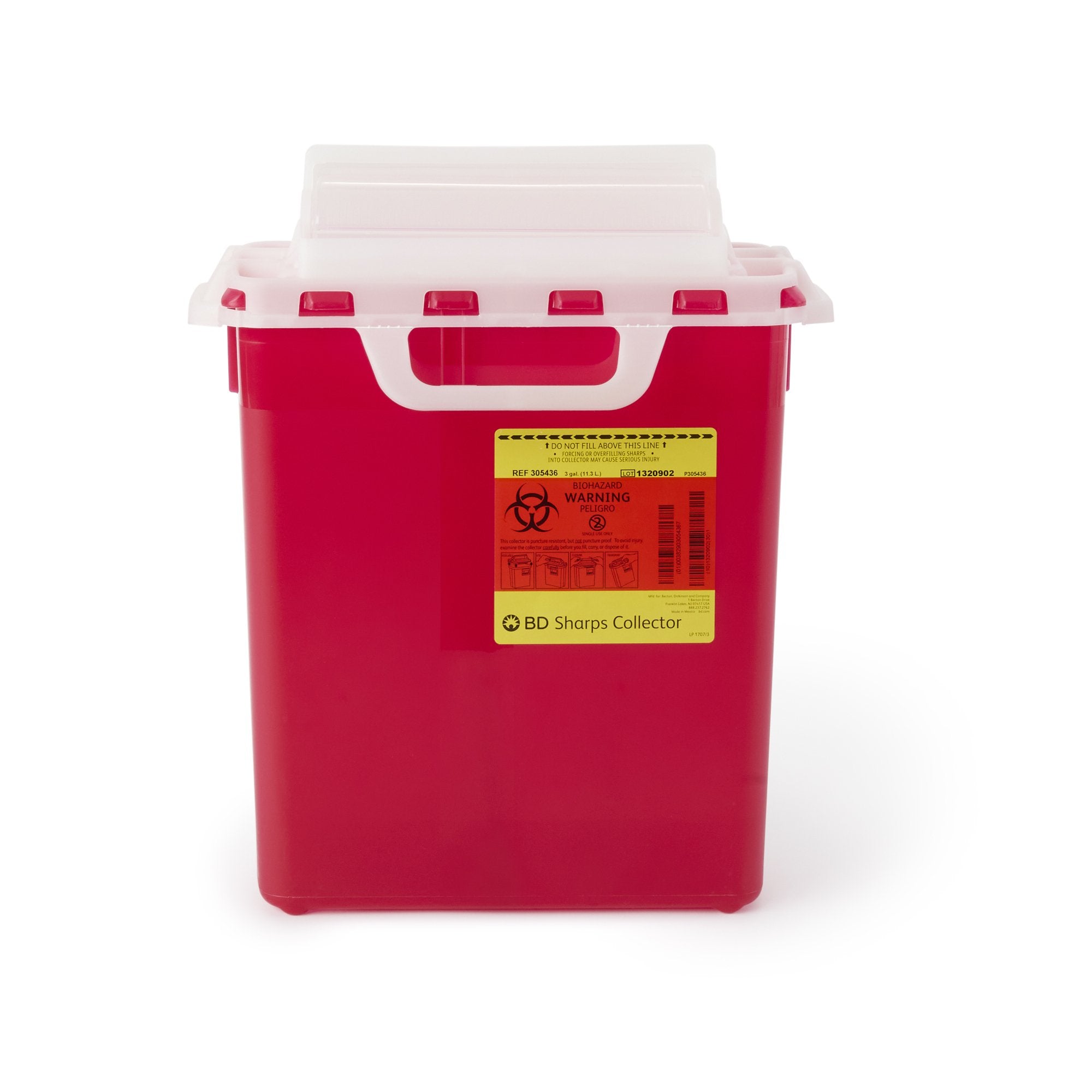 Sharps Container BD™ Red Base 16-3/5 H X 10-7/10 W X 6 D Inch Horizontal Entry 3 Gallon